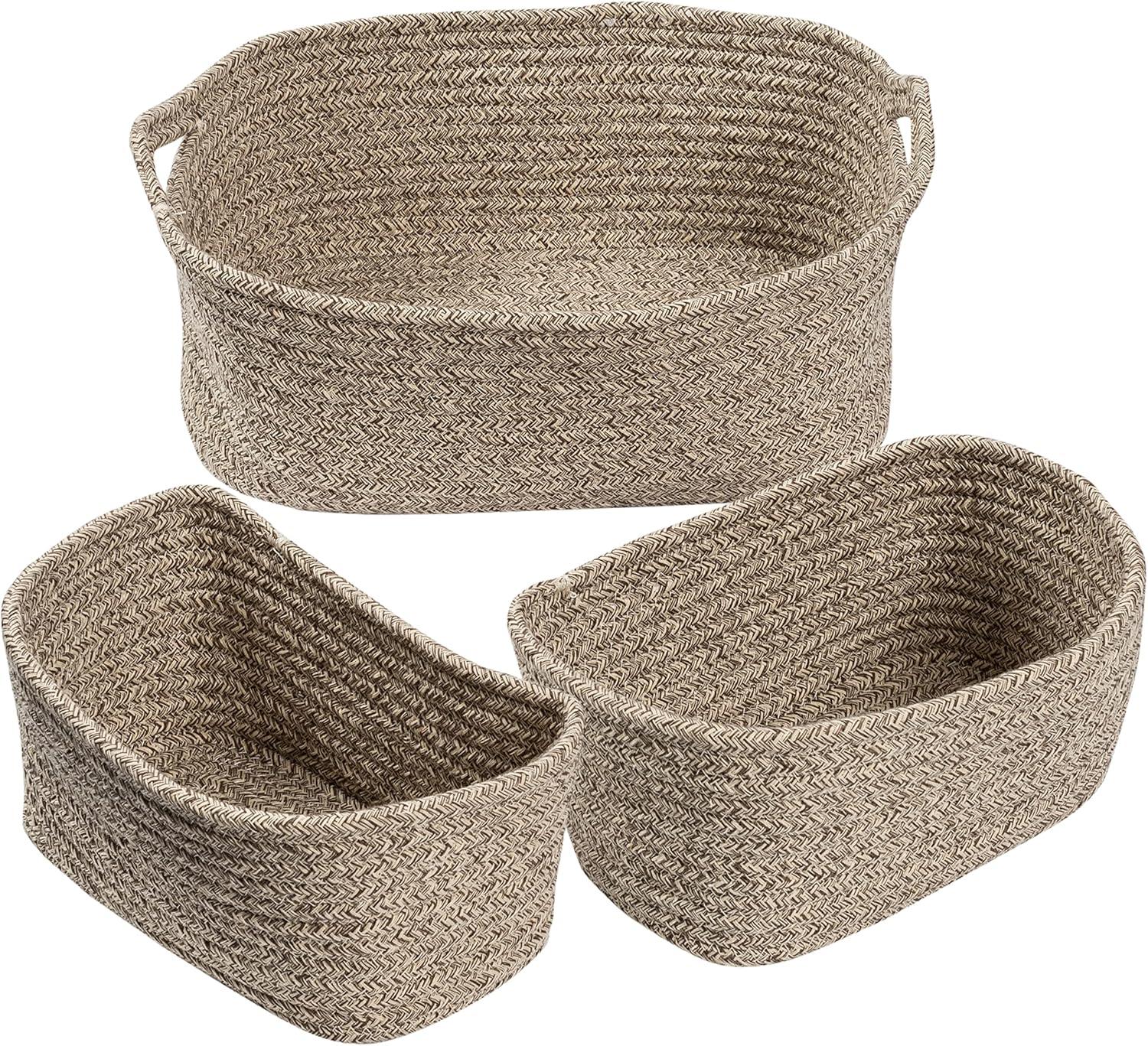 Champagne Wicker Rectangular Nesting Storage Basket Set