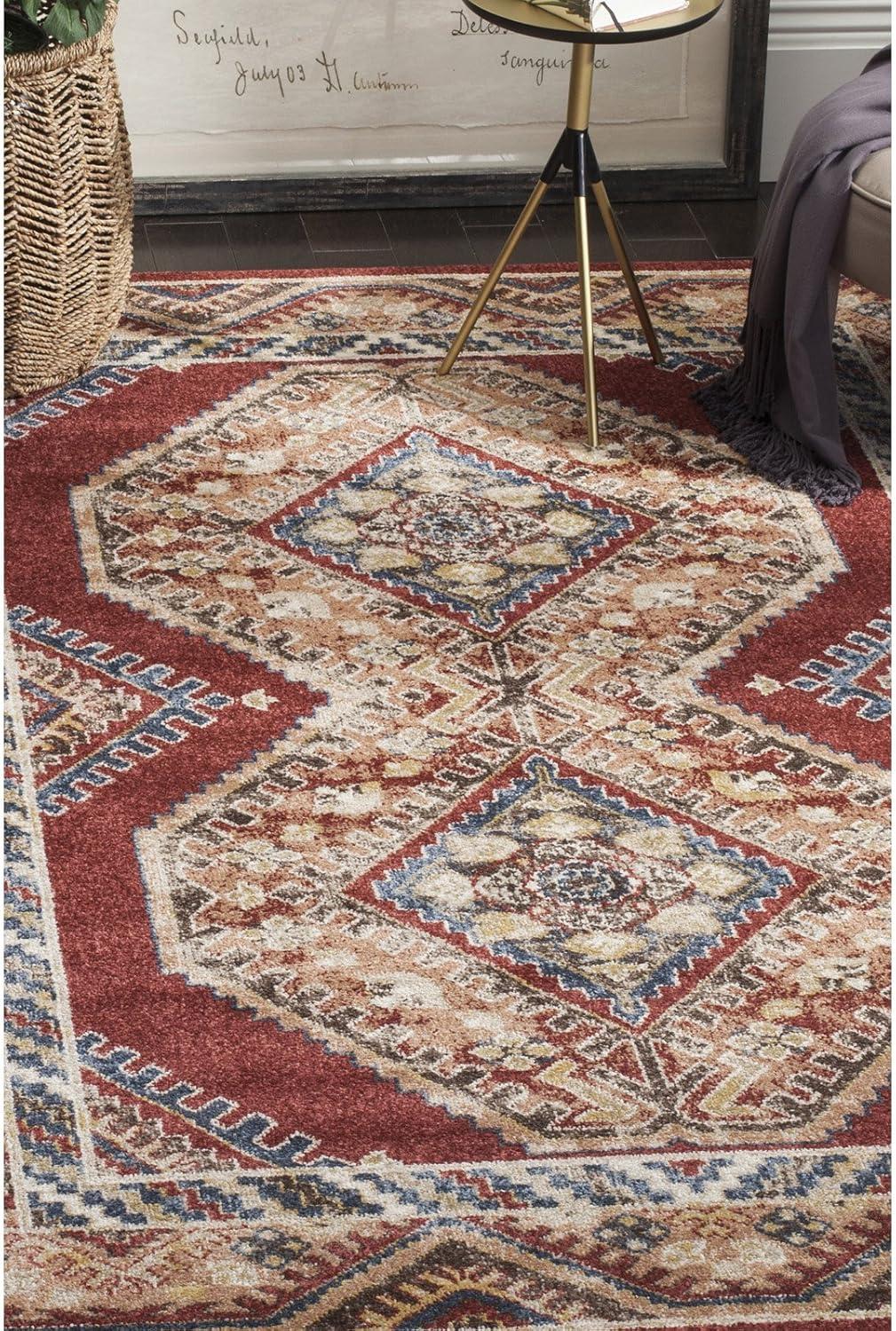 SAFAVIEH Bijar Lara Traditional Area Rug, Royal/Rust, 6'7" x 9'