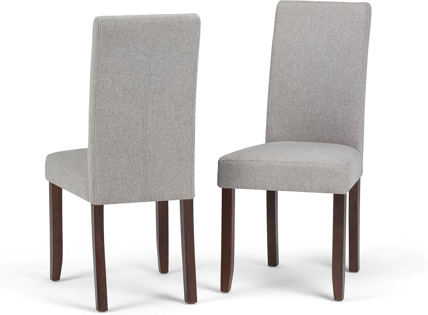 Cloud Grey Linen Upholstered Parsons Side Chair Set