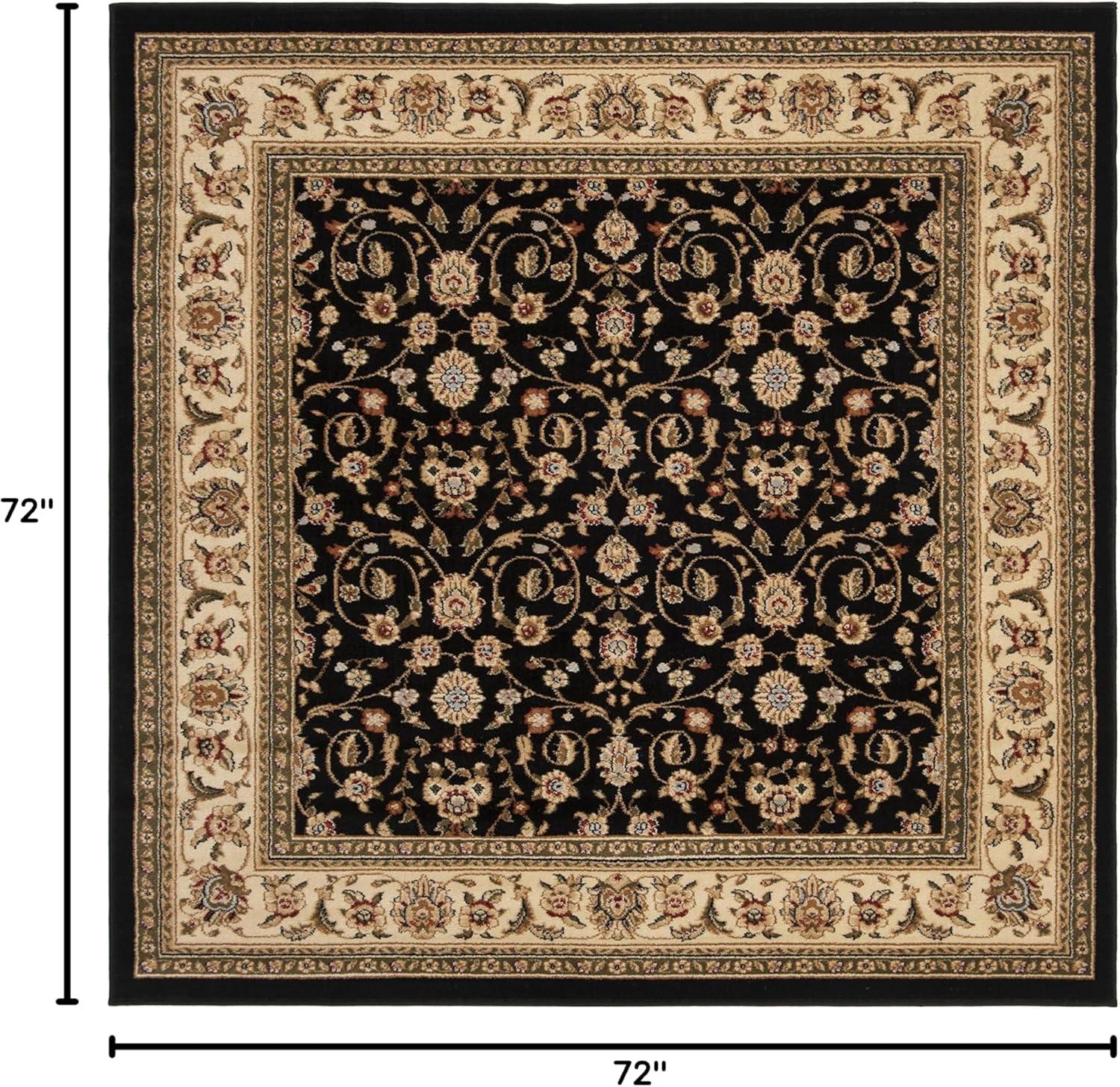 SAFAVIEH Lyndhurst Sarah Traditional Floral Area Rug, Black/Ivory, 6' x 6' Square