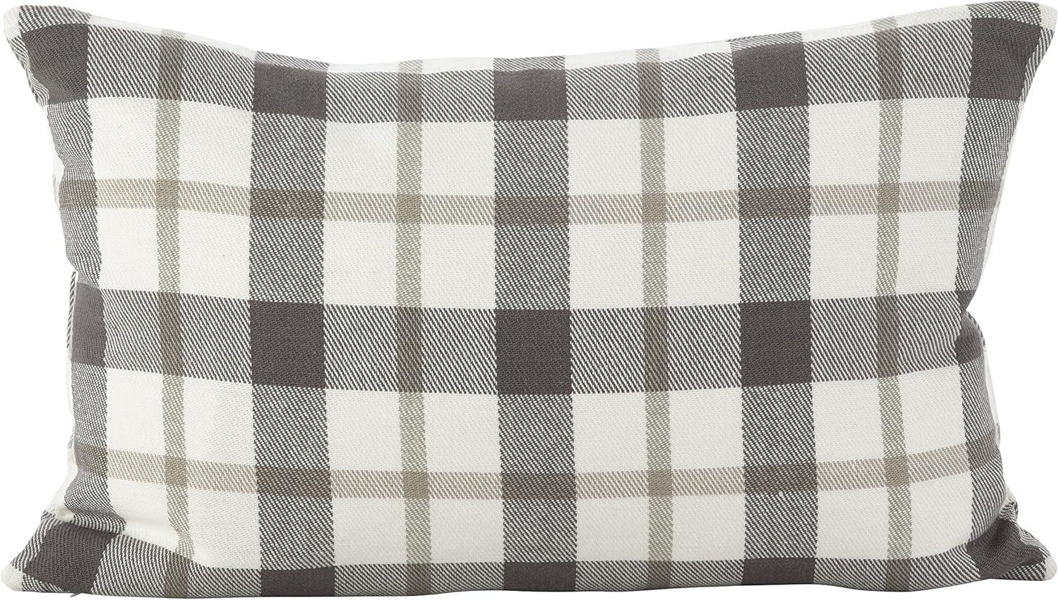 Plaid Down Filled Throw Pillow Gray - Saro Lifestyle