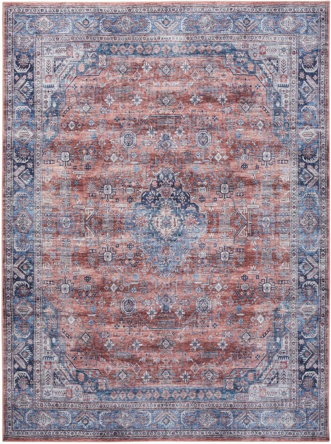 Nourison Washable Brilliance 7'10" x 9'10" Blue/Multi Vintage Indoor Rug