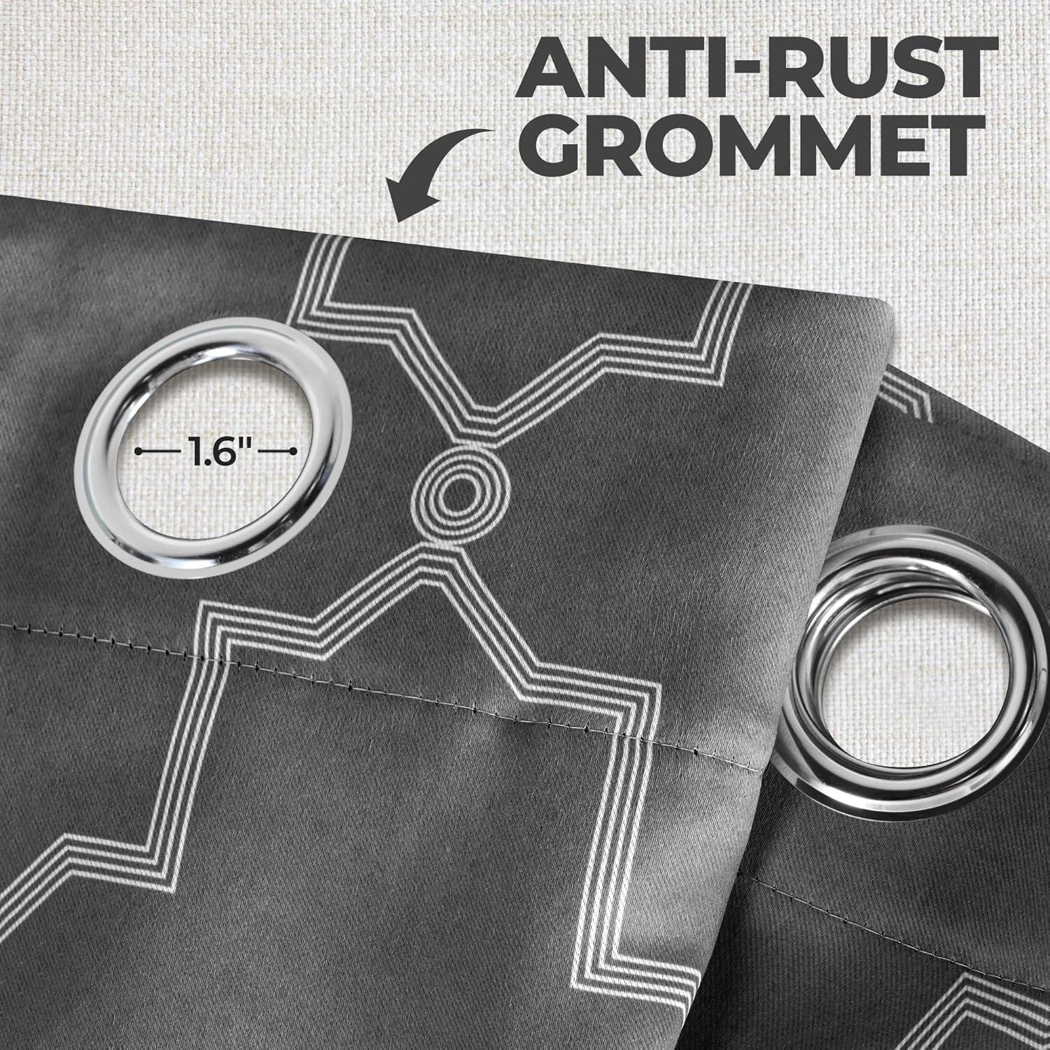 Superior Trellis Blackout Curtains, Rod Pocket, Set of 2, 42" x 63", Charcoal