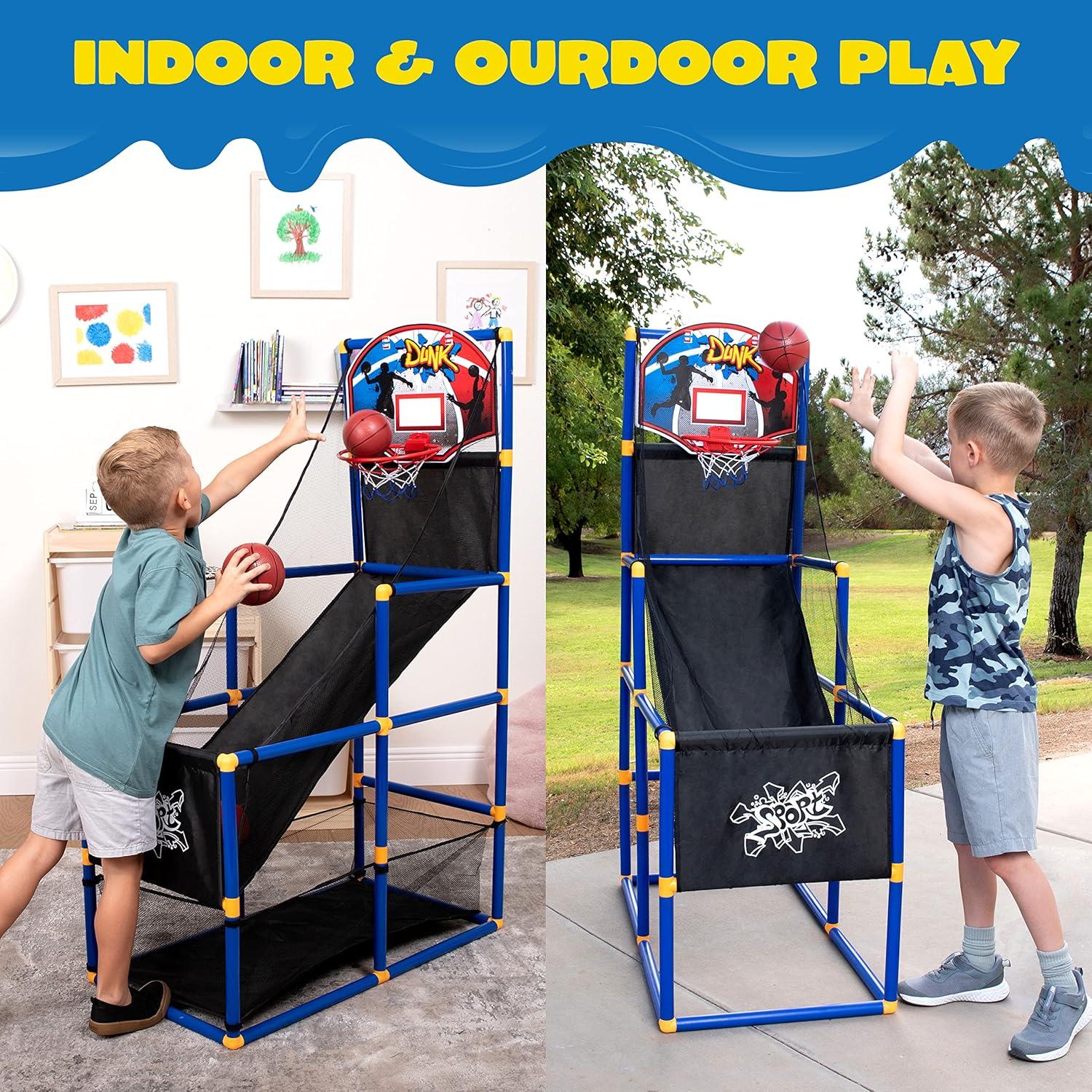 Blue Plastic Indoor/Outdoor Arcade Basketball Hoop Game Set