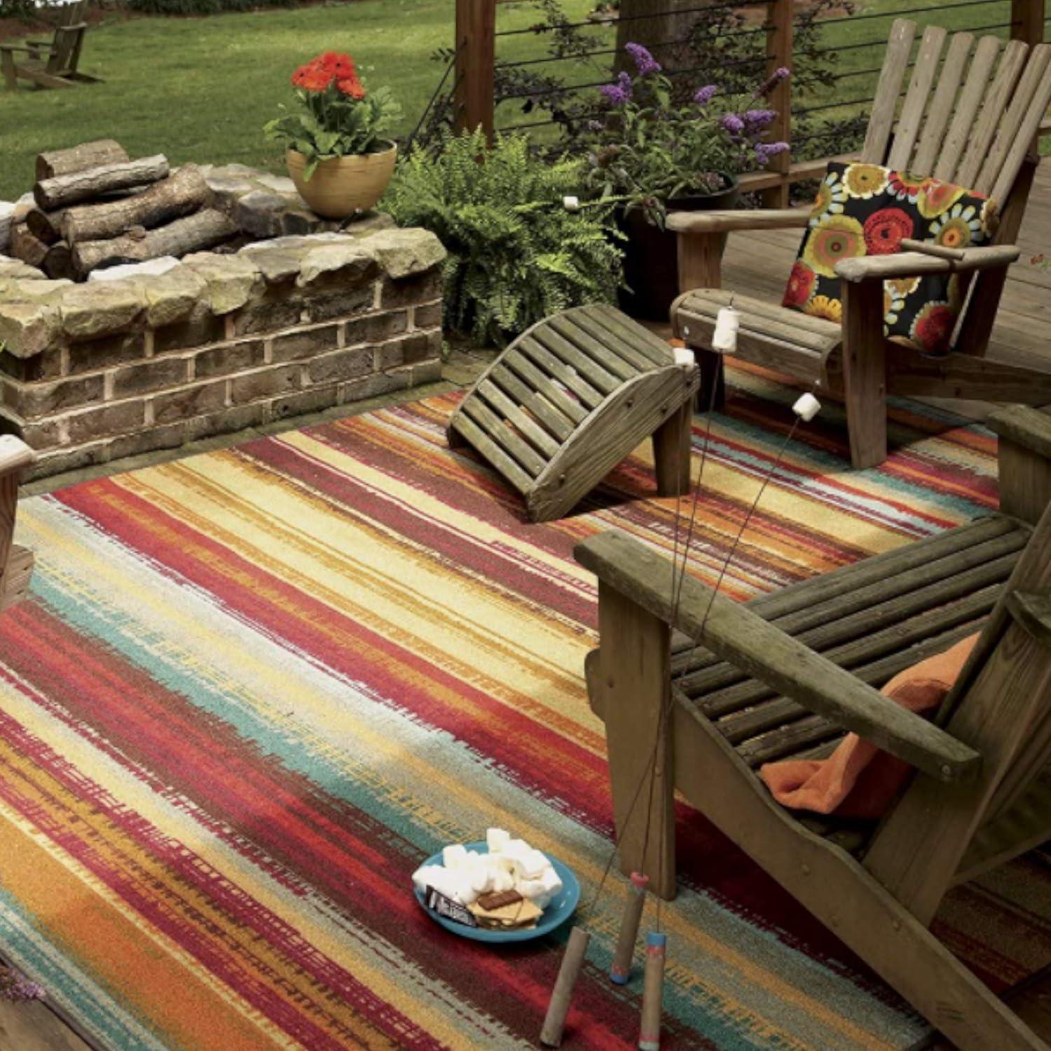 Mohawk Home Avenue Stripe Multi Low Pile Non-Slip Stain/Fade Resistant Indoor Area Rug, 4' x 6'