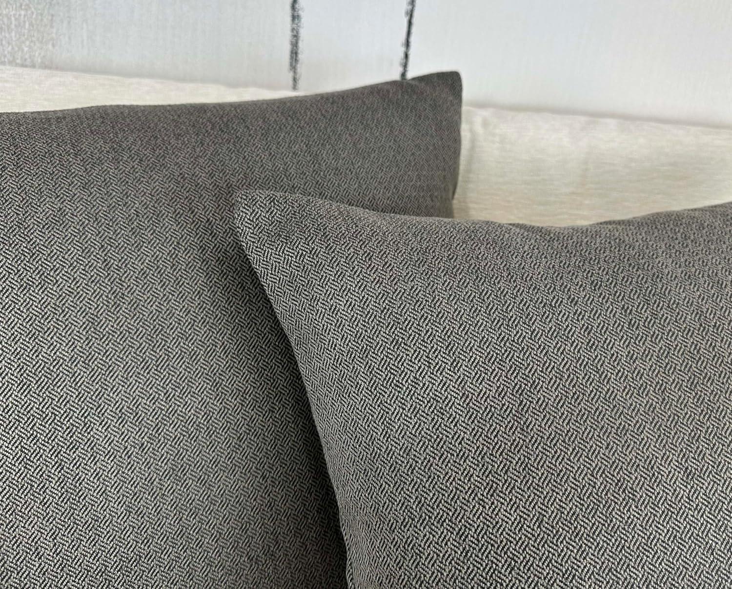 Aiking 2 Pieces of 12" x 24" Brushed 100% Polyester Decorative Lumbar Pillow Covers, Zipper Closure, Steel Gray