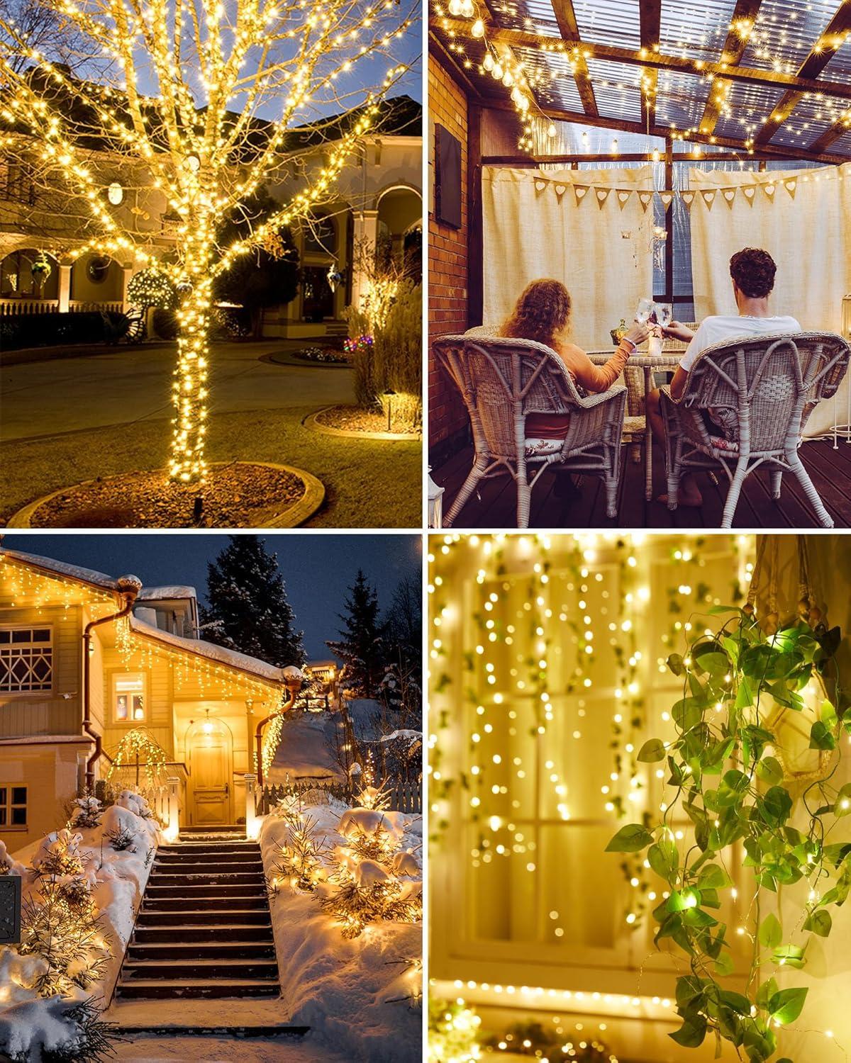 33ft Warm White Solar Powered Outdoor Fairy String Lights