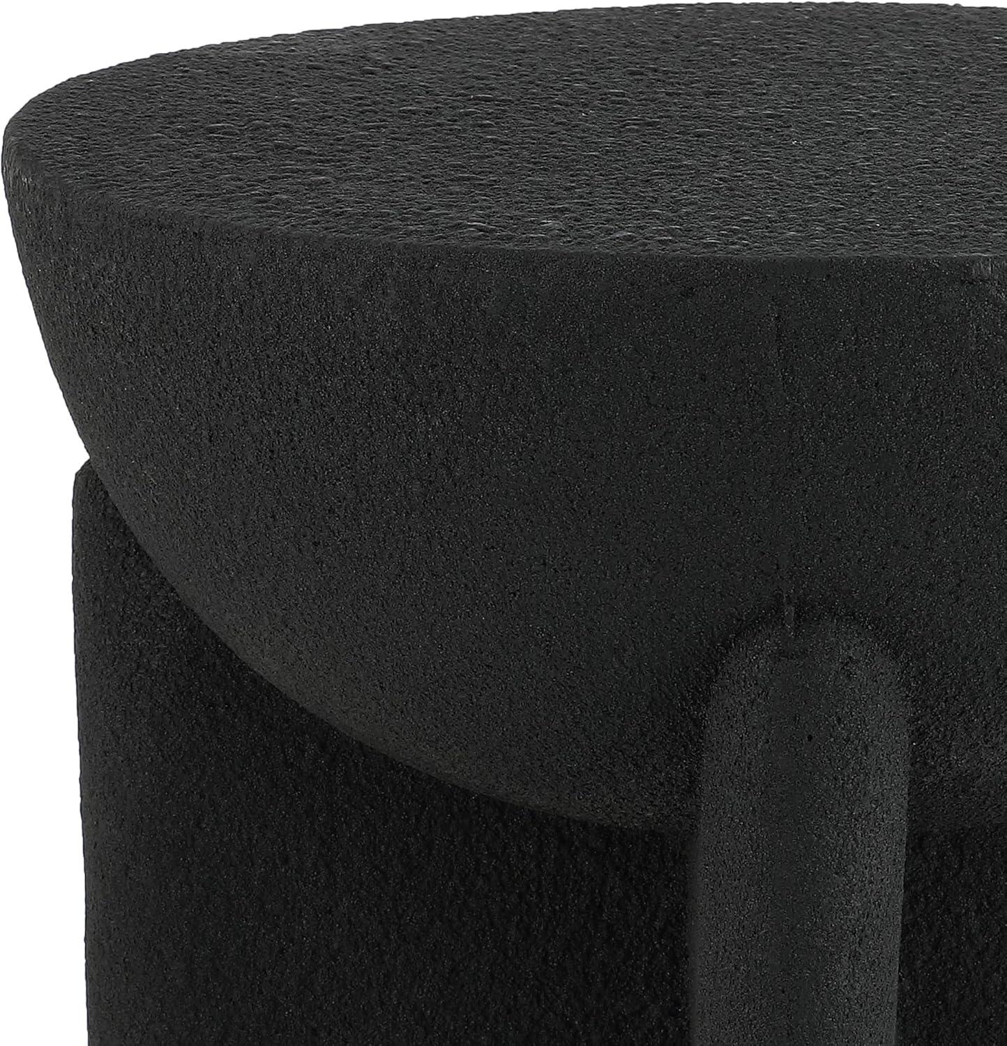 Brady 16.25" Black Matte Drum Outdoor Accent Table