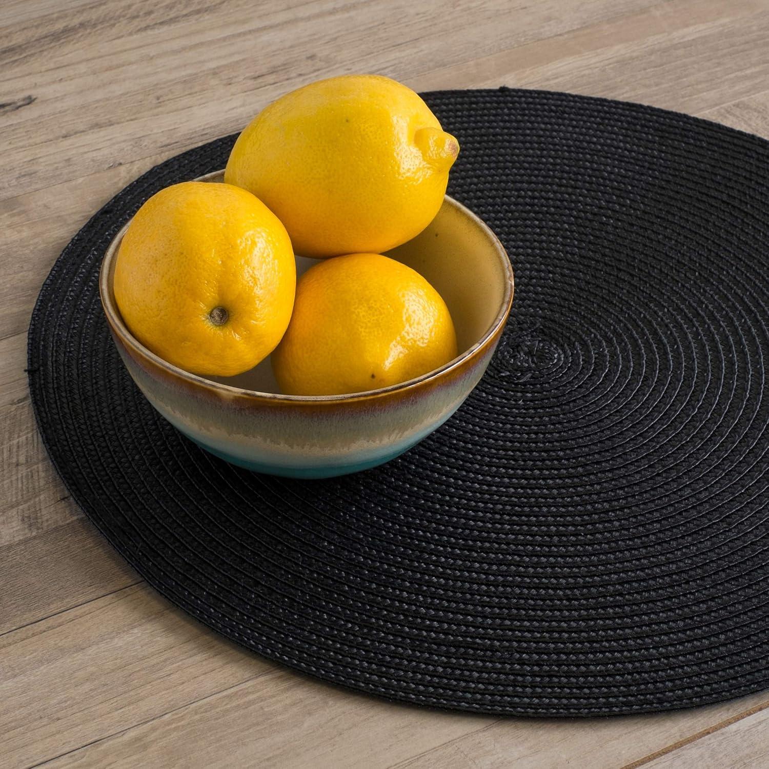 Now Designs Disko Round Placemats, Black, Set of 4