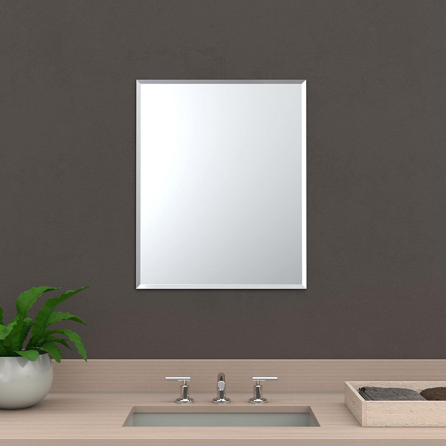 Elegant 24"H Frameless Beveled Bathroom Vanity Mirror