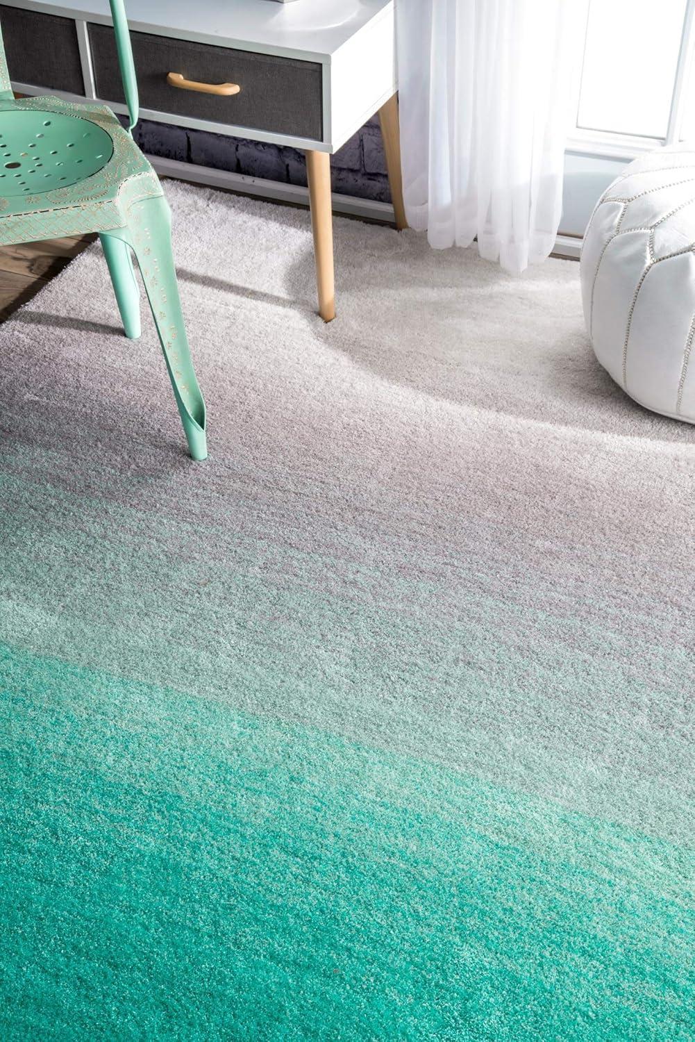 Nuloom Handmade Ombre Shag Shags Runner Indoor Area Rug - Turquoise 2' 6" x 8'