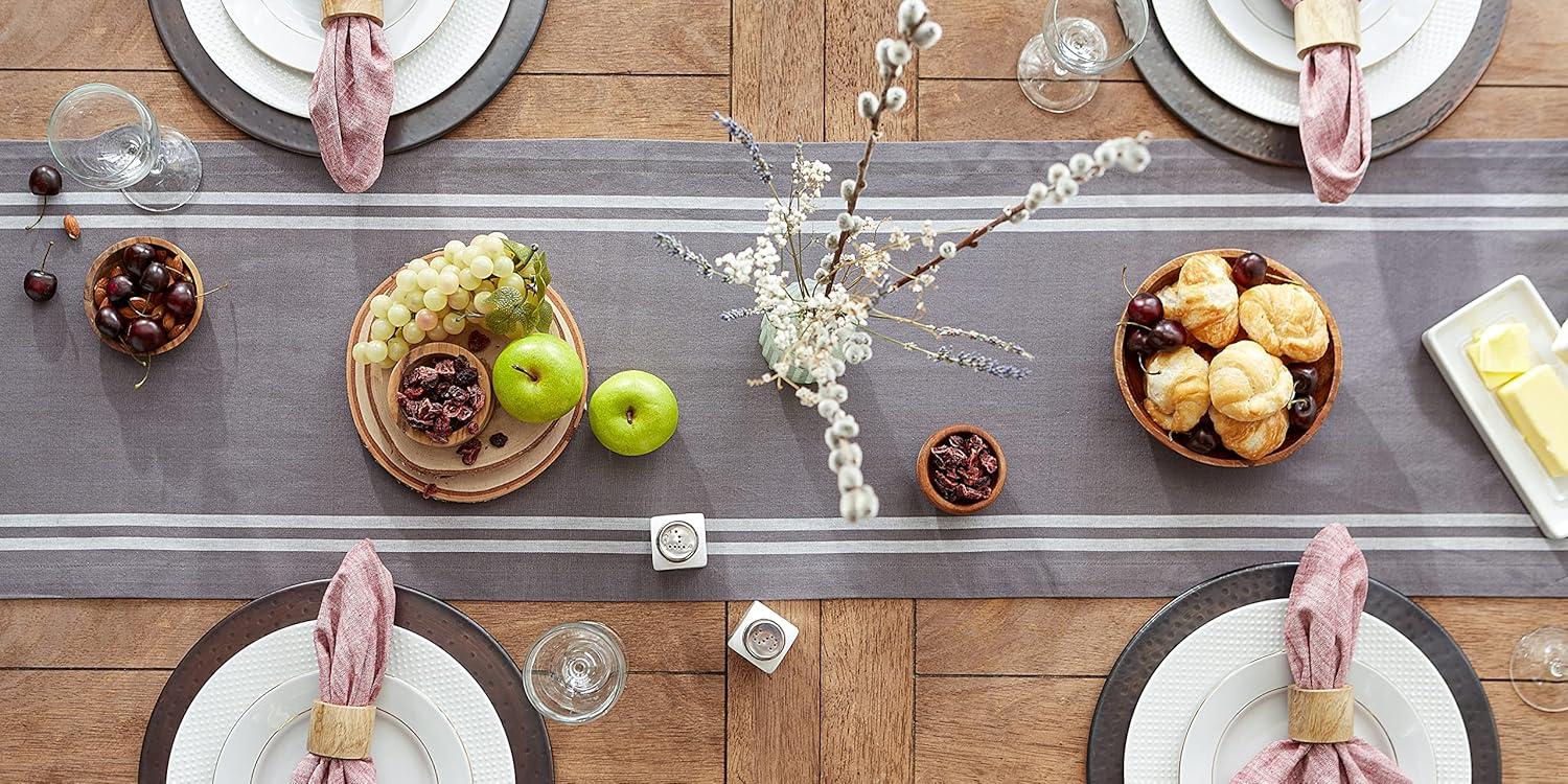 Design Imports  Gray French Stripe Table Runner 14X108