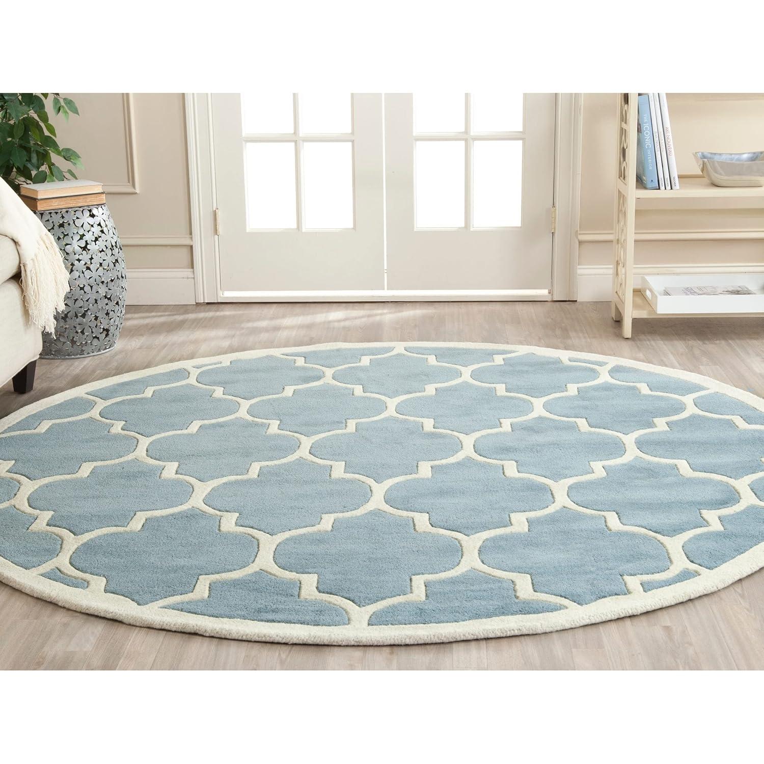 SAFAVIEH Chatham Gavin Geometric Wool Area Rug, Dark Blue/Ivory, 6' x 9'