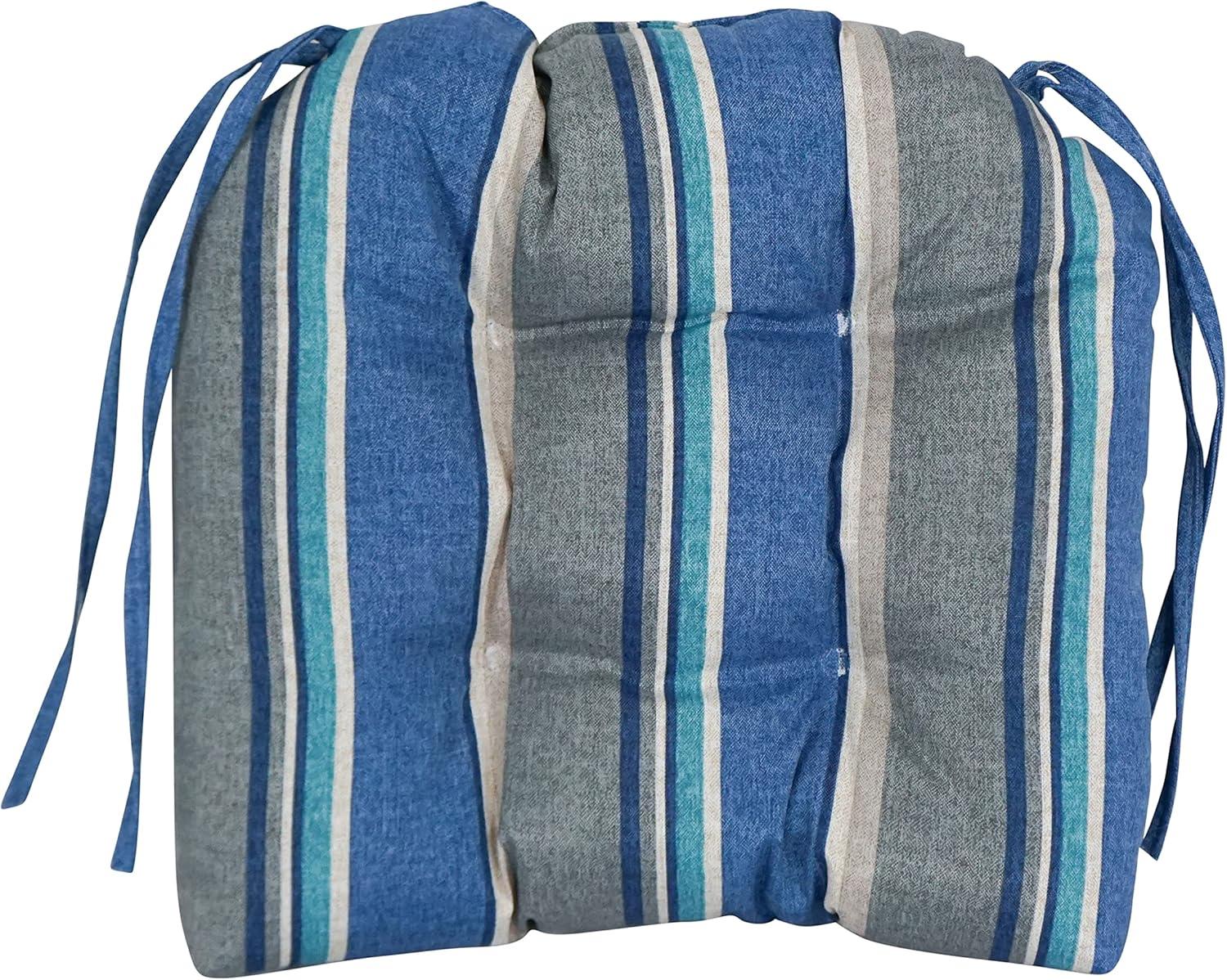 Sovaro Denim Blue and Gray Spun Polyester Outdoor Chair Cushions, Set of 4