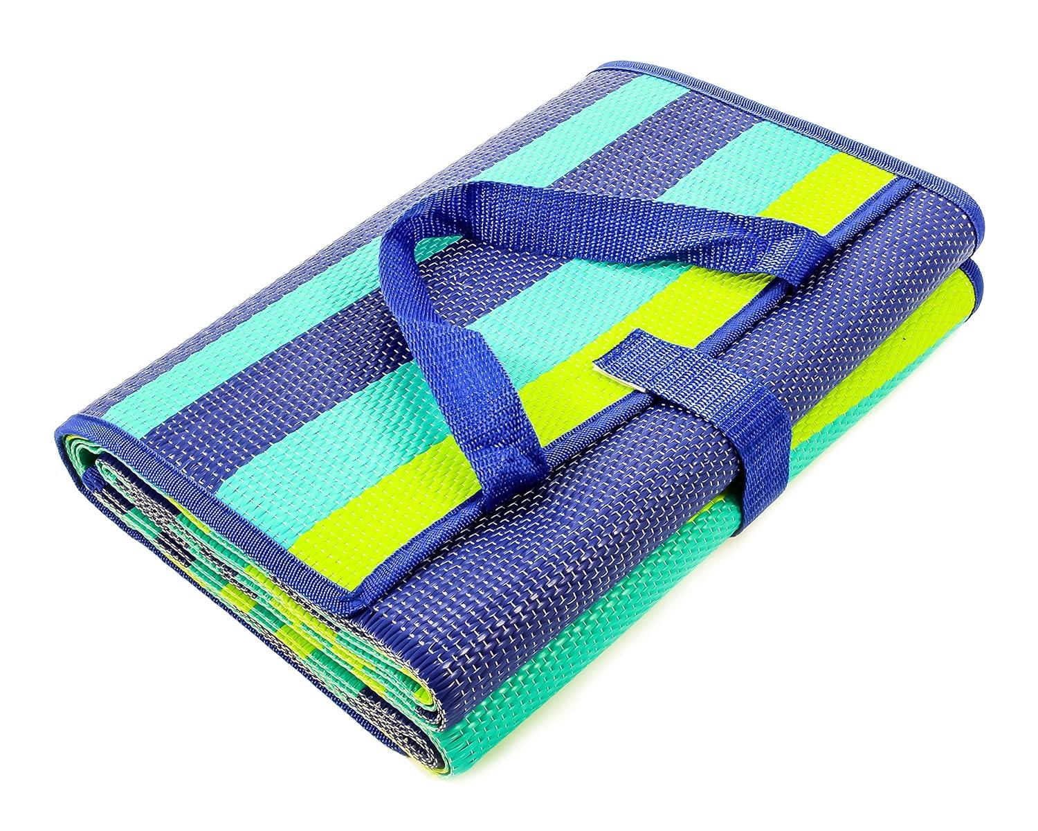 Camco 42806 Handy Mat 60" X 78" Outdoor Mat With Strap (Green/Turquoise)