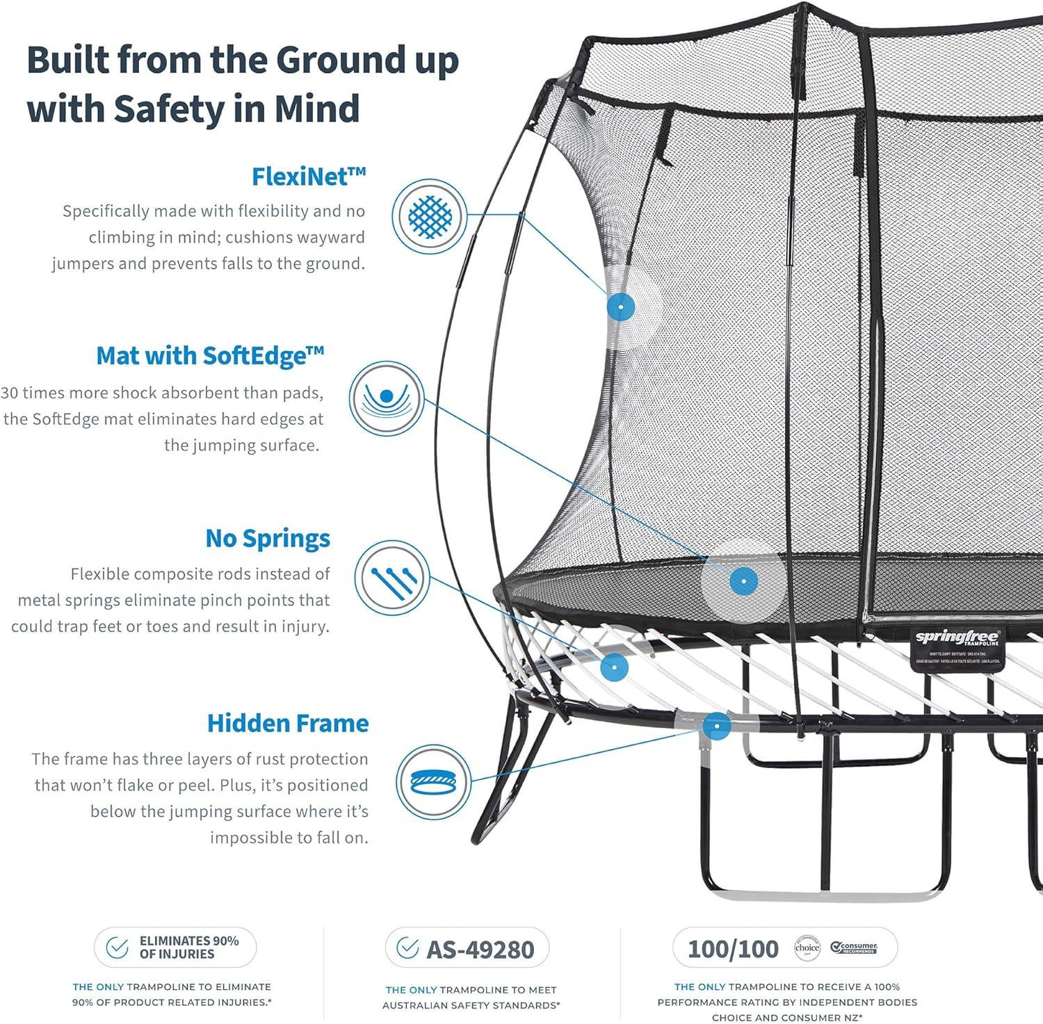 Springfree Trampoline Kids Outdoor Large 11 Ft Trampoline with Enclosure