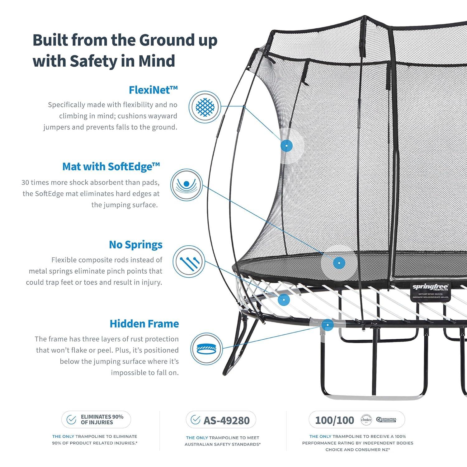 Springfree Trampoline Kids Outdoor Large 11 Ft Trampoline with Enclosure