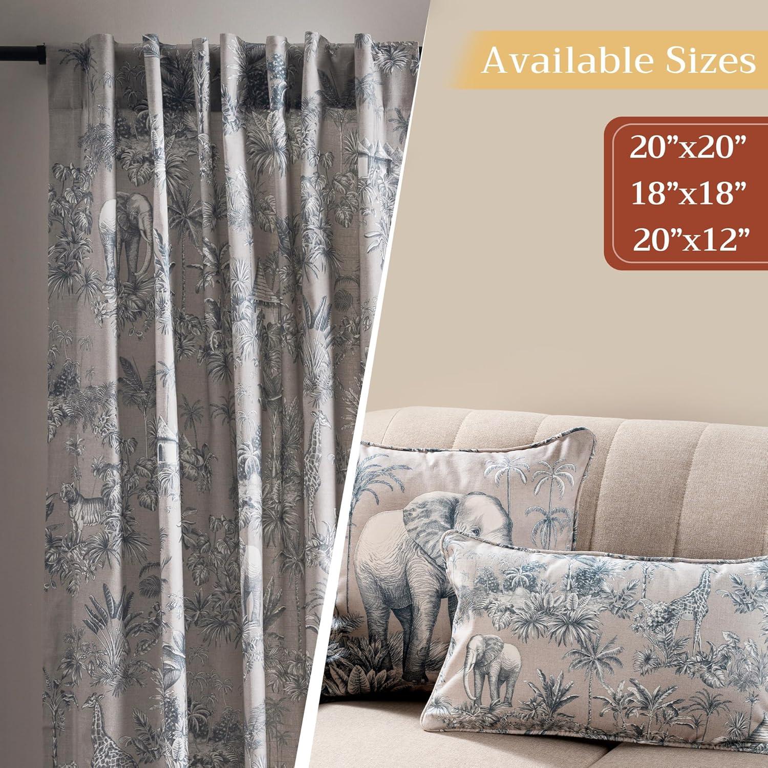 Maison d' Hermine Decorative Pillow Covers 20x20 Inch Square 100% Cotton Throw Pillow Covers with Invisible Zipper Cushion Case for Living Room Couch, Chair, Sofas, Bedroom, Home (Savana Jouy - Blue)