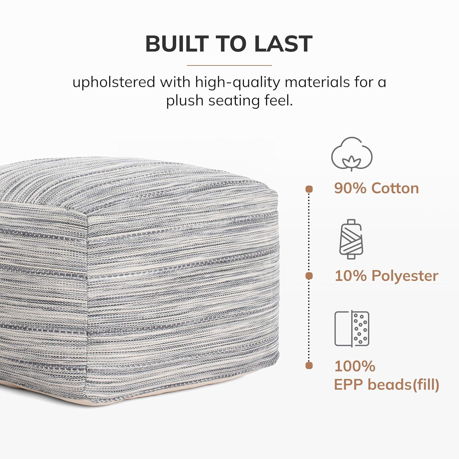 Joya Pouf Blue/Ivory - Anji Mountain: Square Unupholstered, Spot Clean, Fair Trade Certified, 17" Height