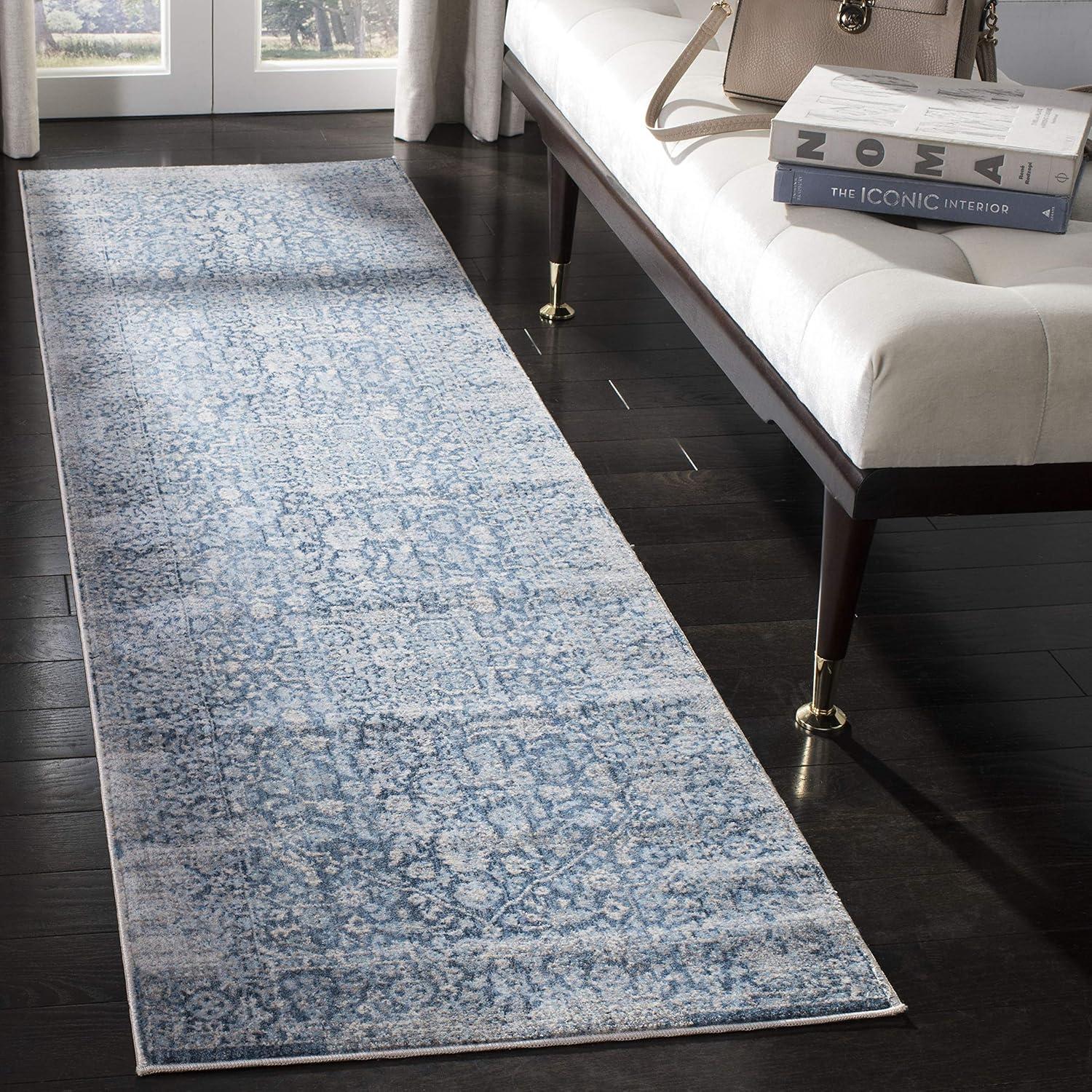 Vintage Persian VTP484 Power Loomed Runner Rug - Blue/Ivory - 2'2"x12' - Safavieh.