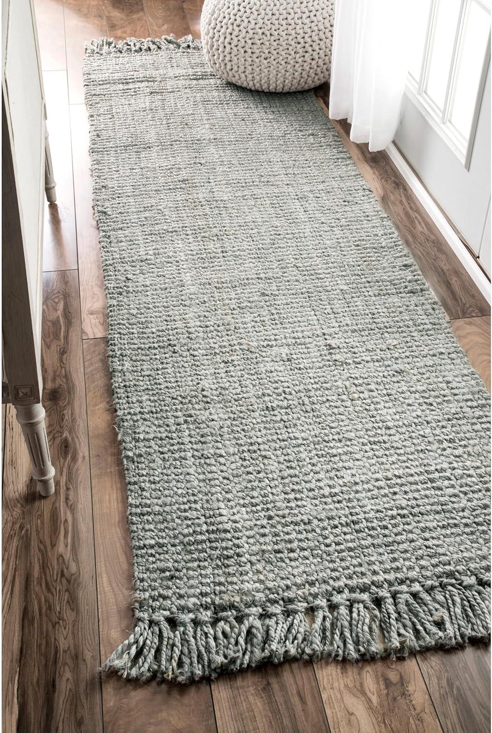 nuLOOM Daniela Chunky Jute Grey 2' 6" x 12' Farmhouse Runner Rug