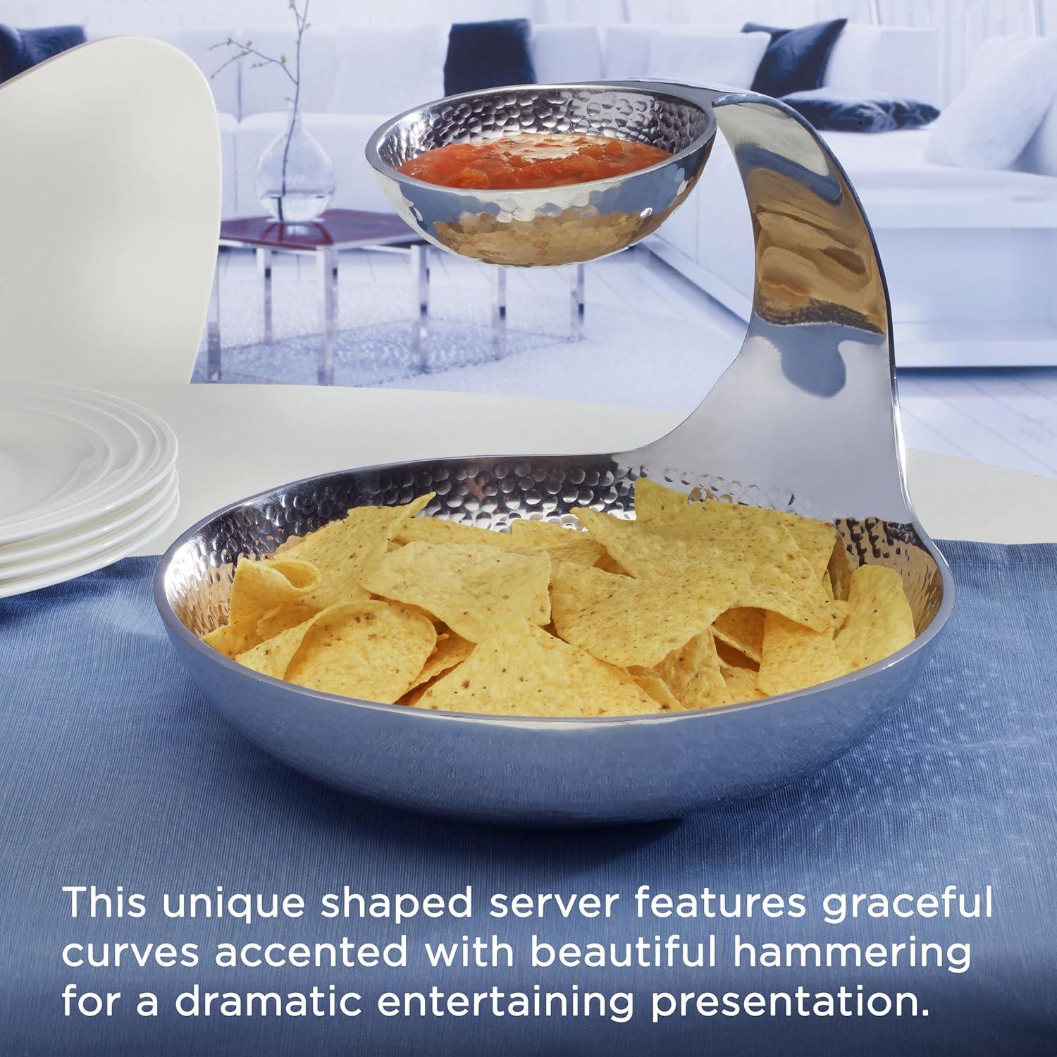 Towle Silversmiths Towle Hammersmith Gooseneck Chip and Dip Server, 11-Inch