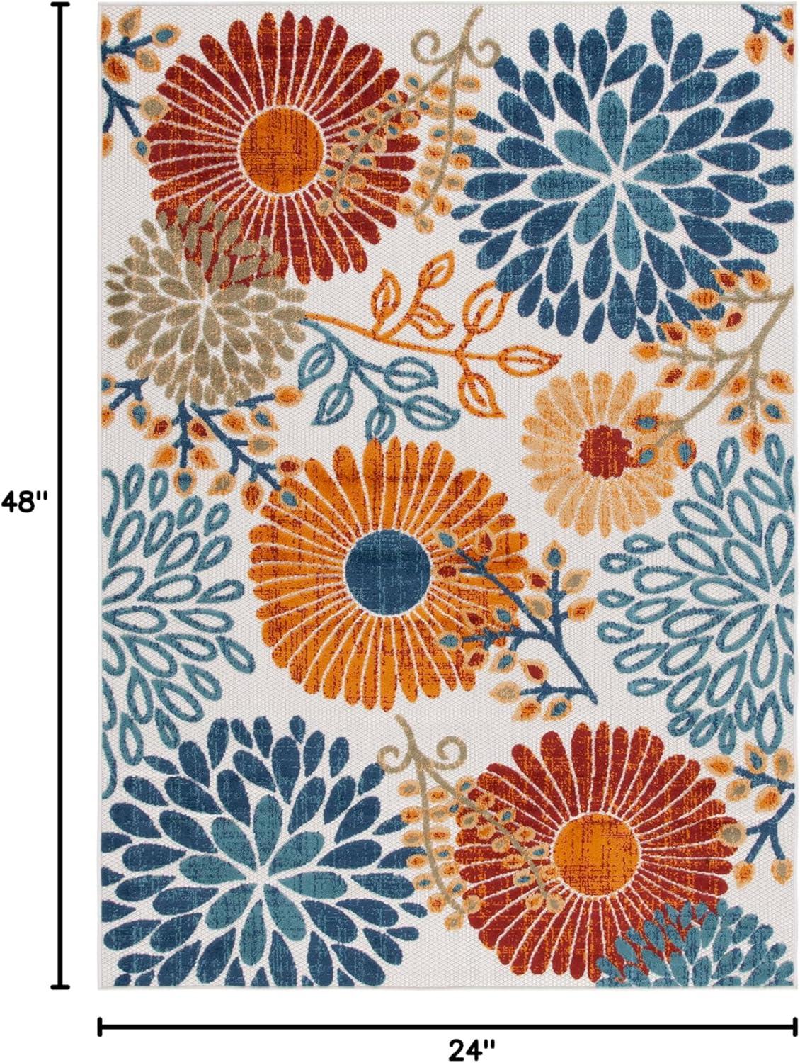 Cabana CBN832 Power Loomed Indoor/Outdoor Area Rug - Creme/Red - 5'3"x5'3" - Safavieh