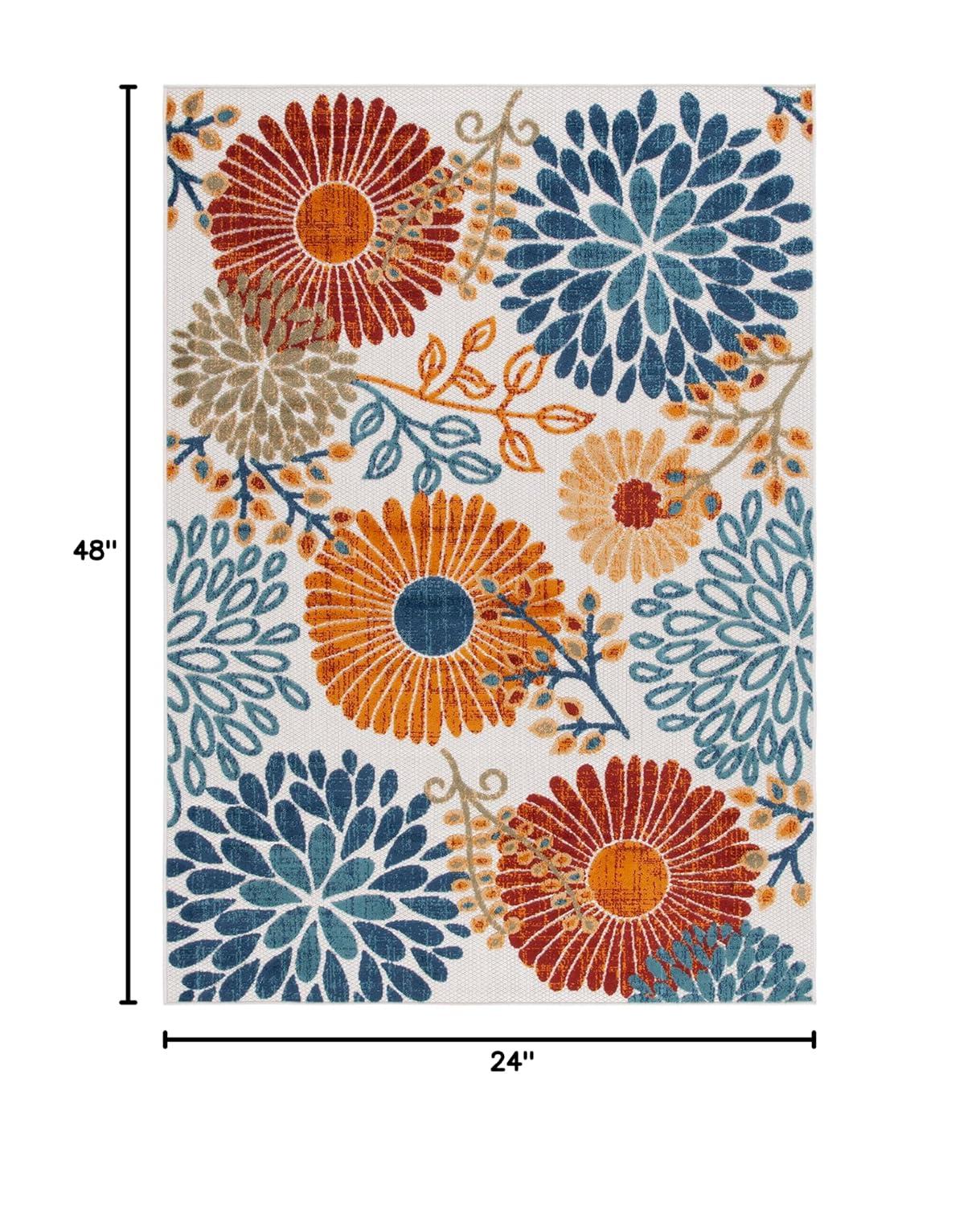 Cabana CBN832 Power Loomed Indoor/Outdoor Area Rug - Creme/Red - 5'3"x5'3" - Safavieh