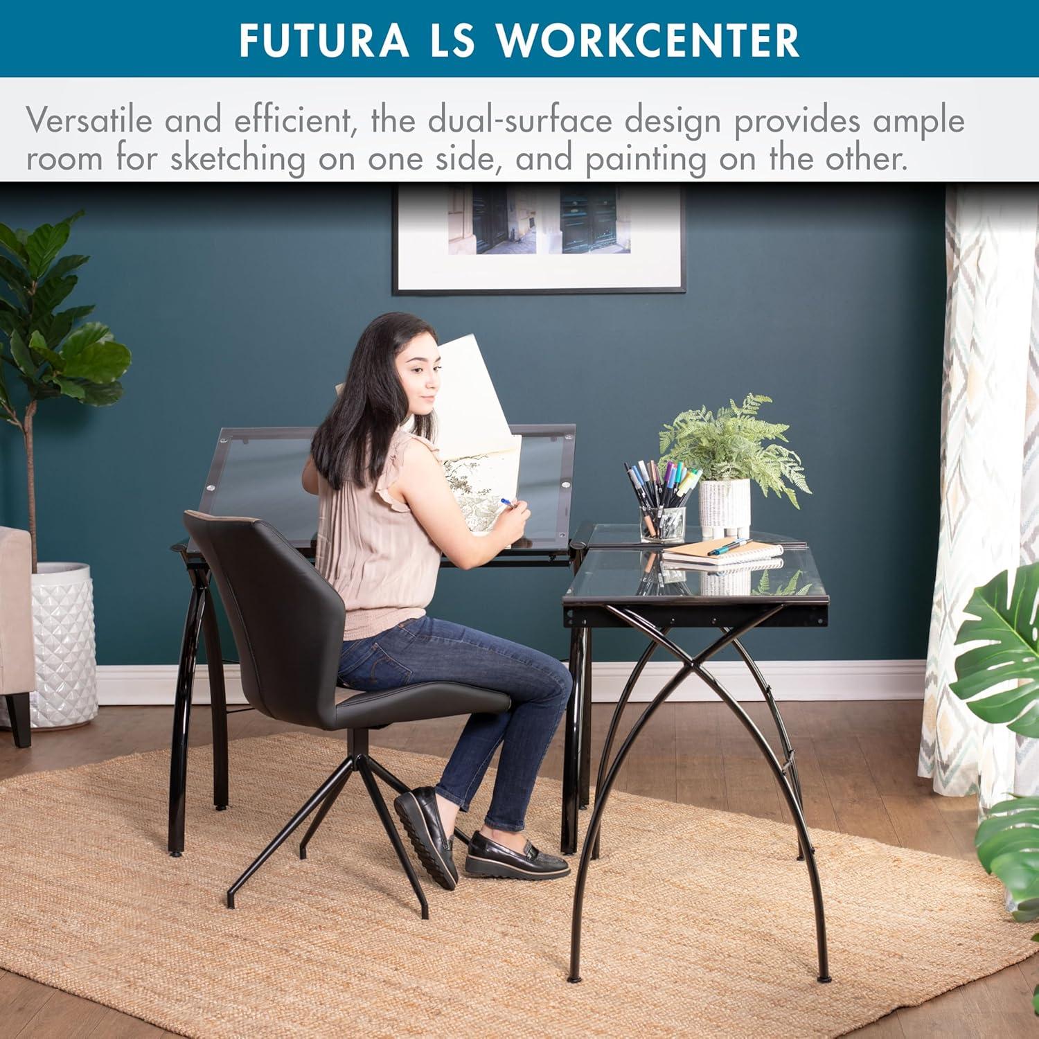 Inbox Zero Courson L-Shaped Glass Top Drafting Table