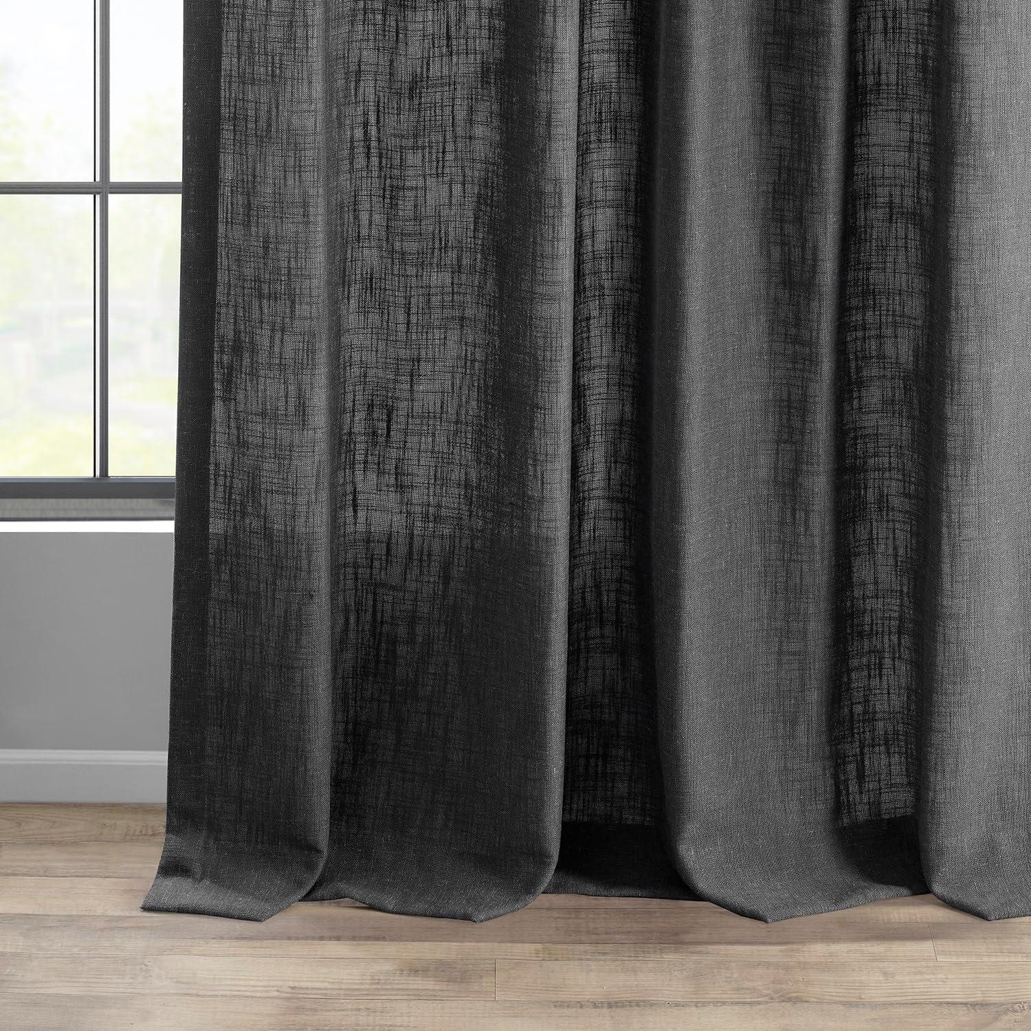 Slate Grey Heavy Faux Linen Curtain (1 Panel), Slate Grey, 50W X 96L