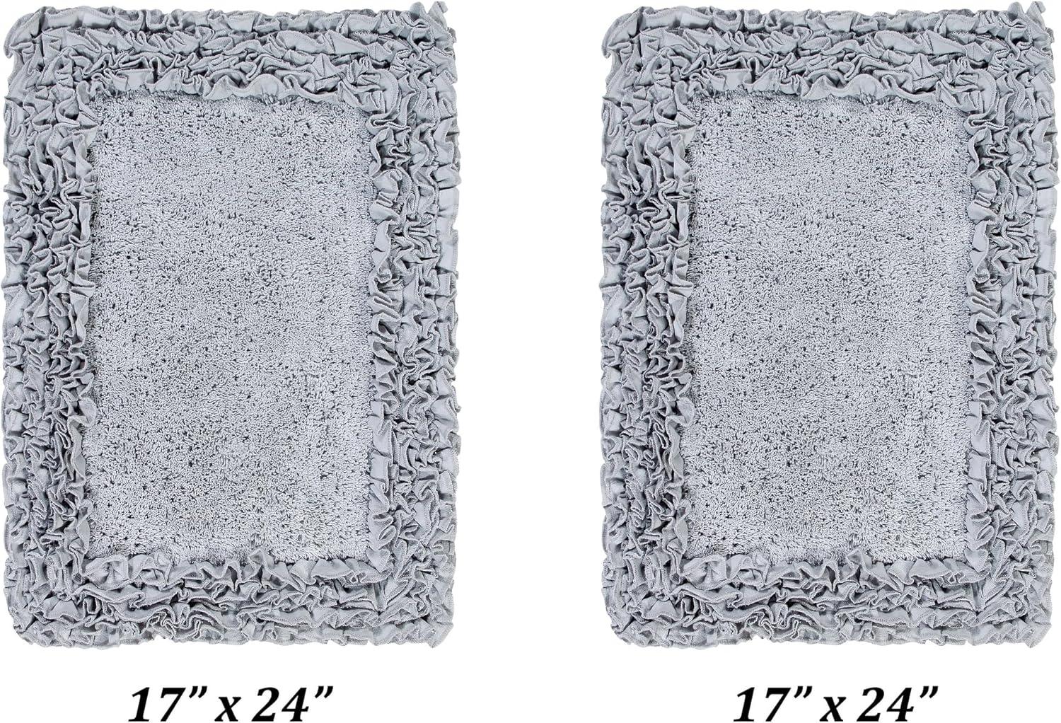 24"x40" Shaggy Border Collection Bath Rug Blue - Better Trends: Cotton Tufted, Machine Washable, No Backing