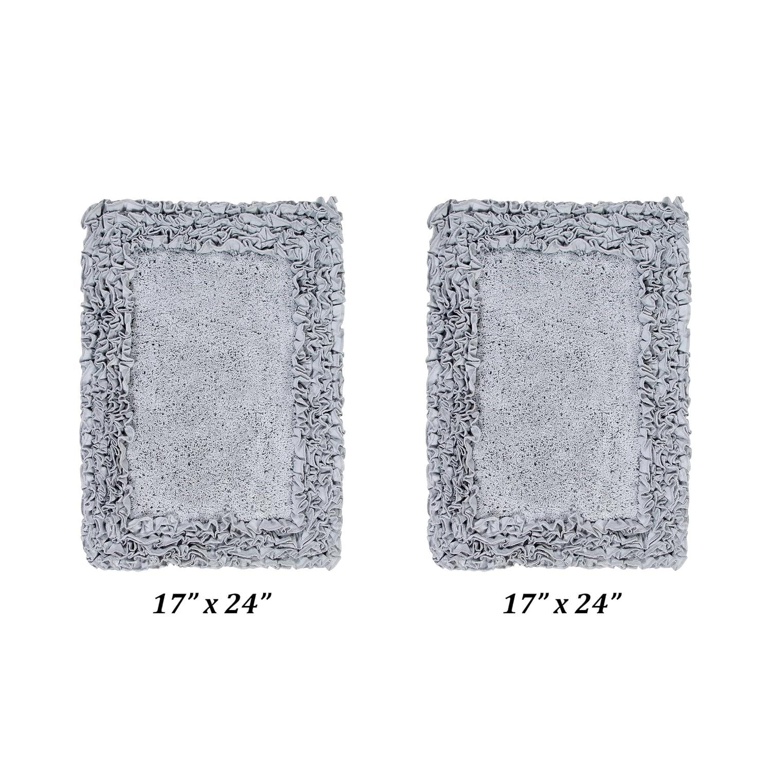 24"x40" Shaggy Border Collection Bath Rug Blue - Better Trends: Cotton Tufted, Machine Washable, No Backing