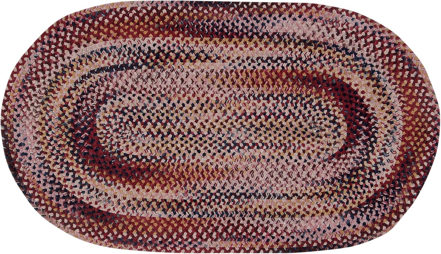 Luxurious Burgundy Oval Braided 20" x 30" Cotton Rug