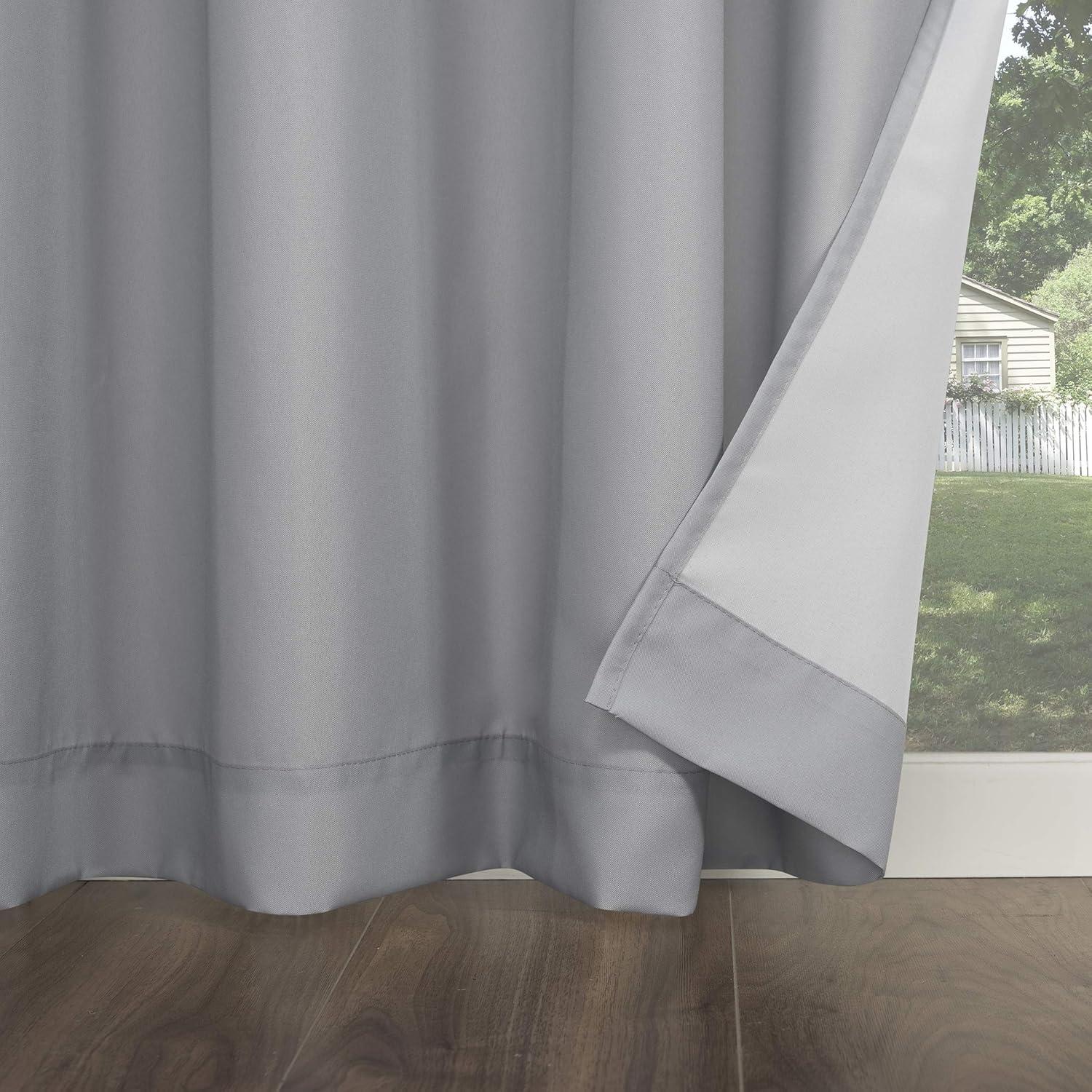 Sun Zero Sailor Indoor/Outdoor UV Protectant Room Darkening Grommet Curtain Panel, 54"x95", Gray