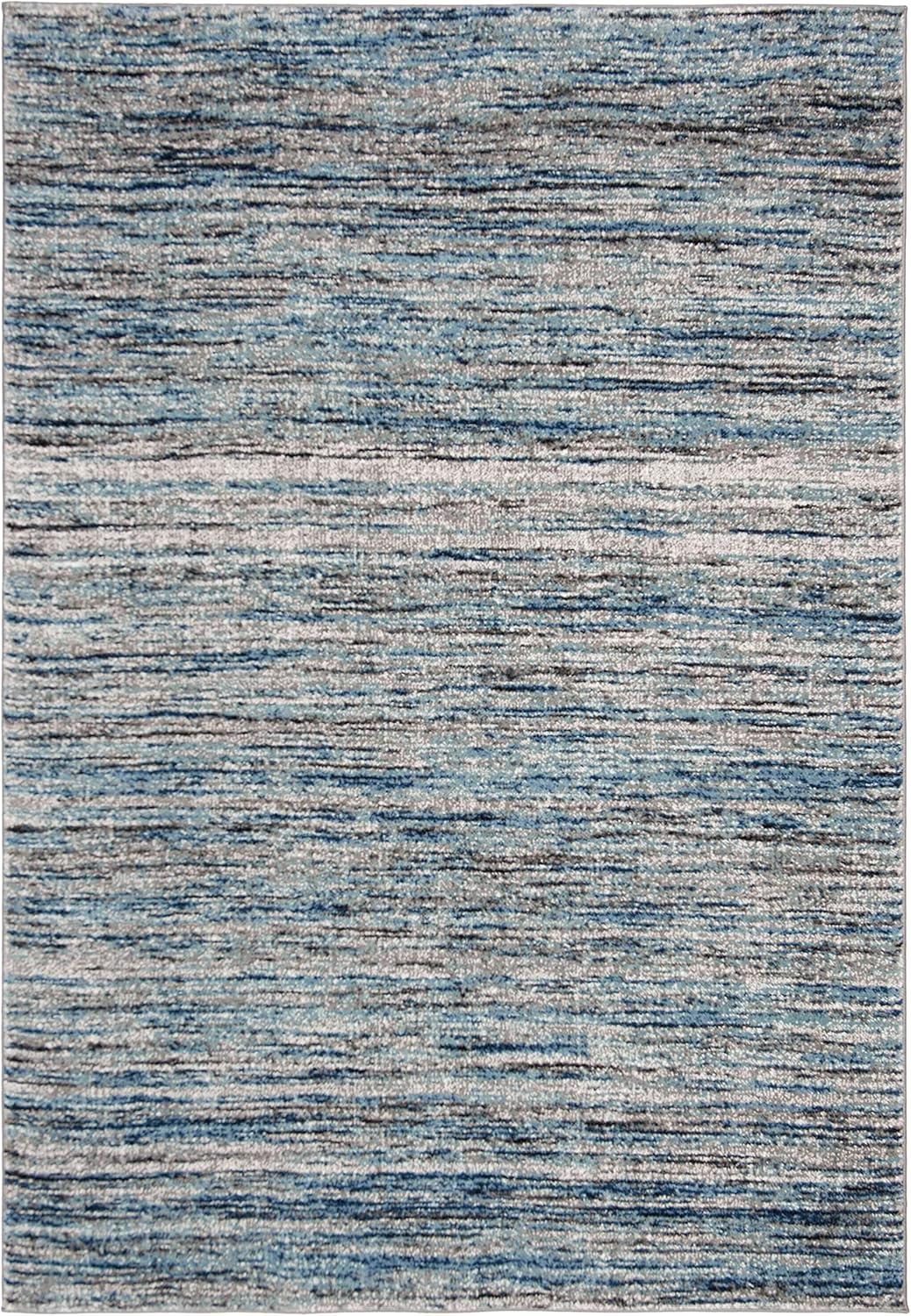 Celestial Blue-Grey Abstract 6'7" x 9' Synthetic Area Rug