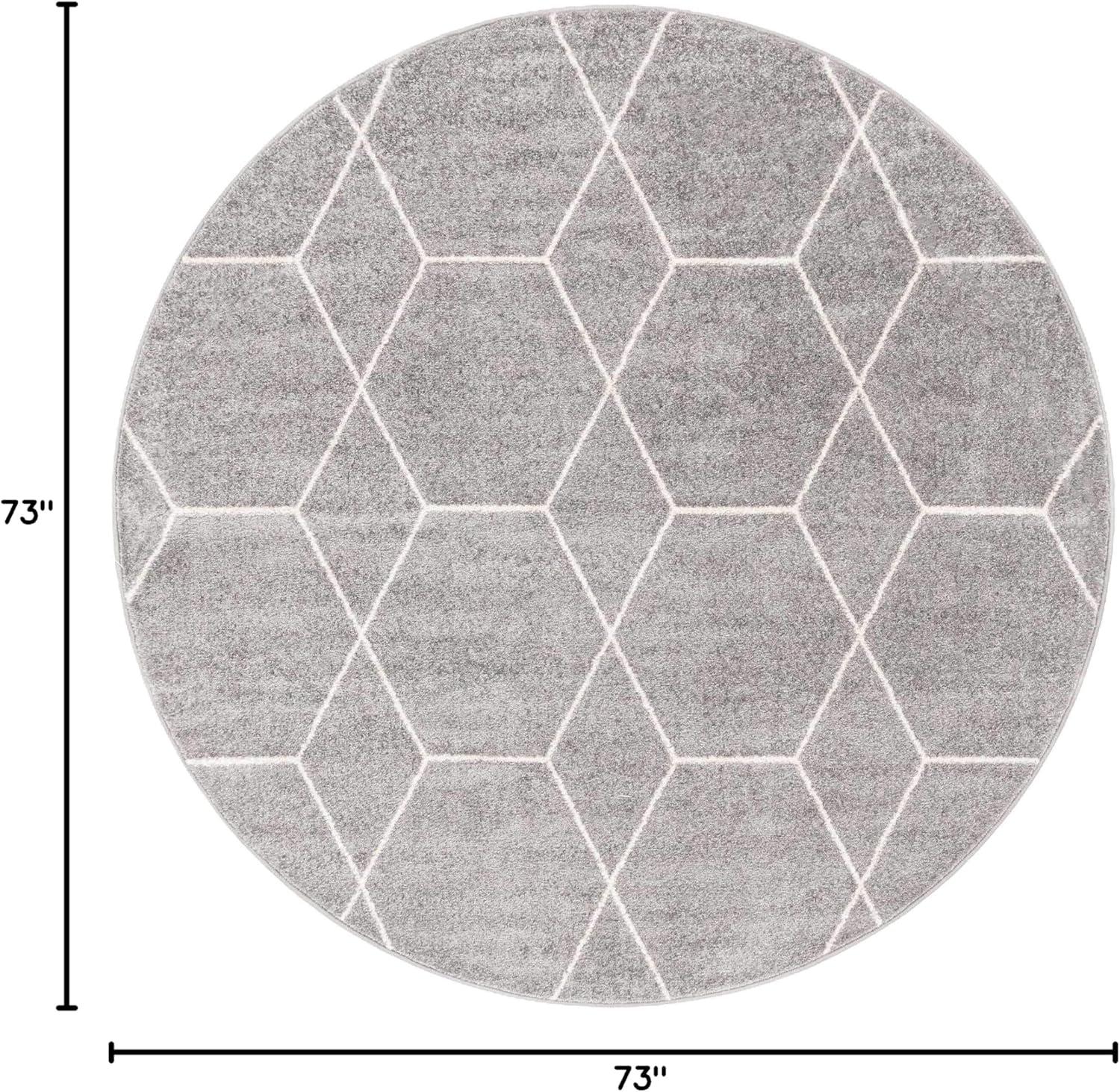 Unique Loom 6' 0 x 6' 0 Trellis Frieze Geometric Light Gray Area Rug