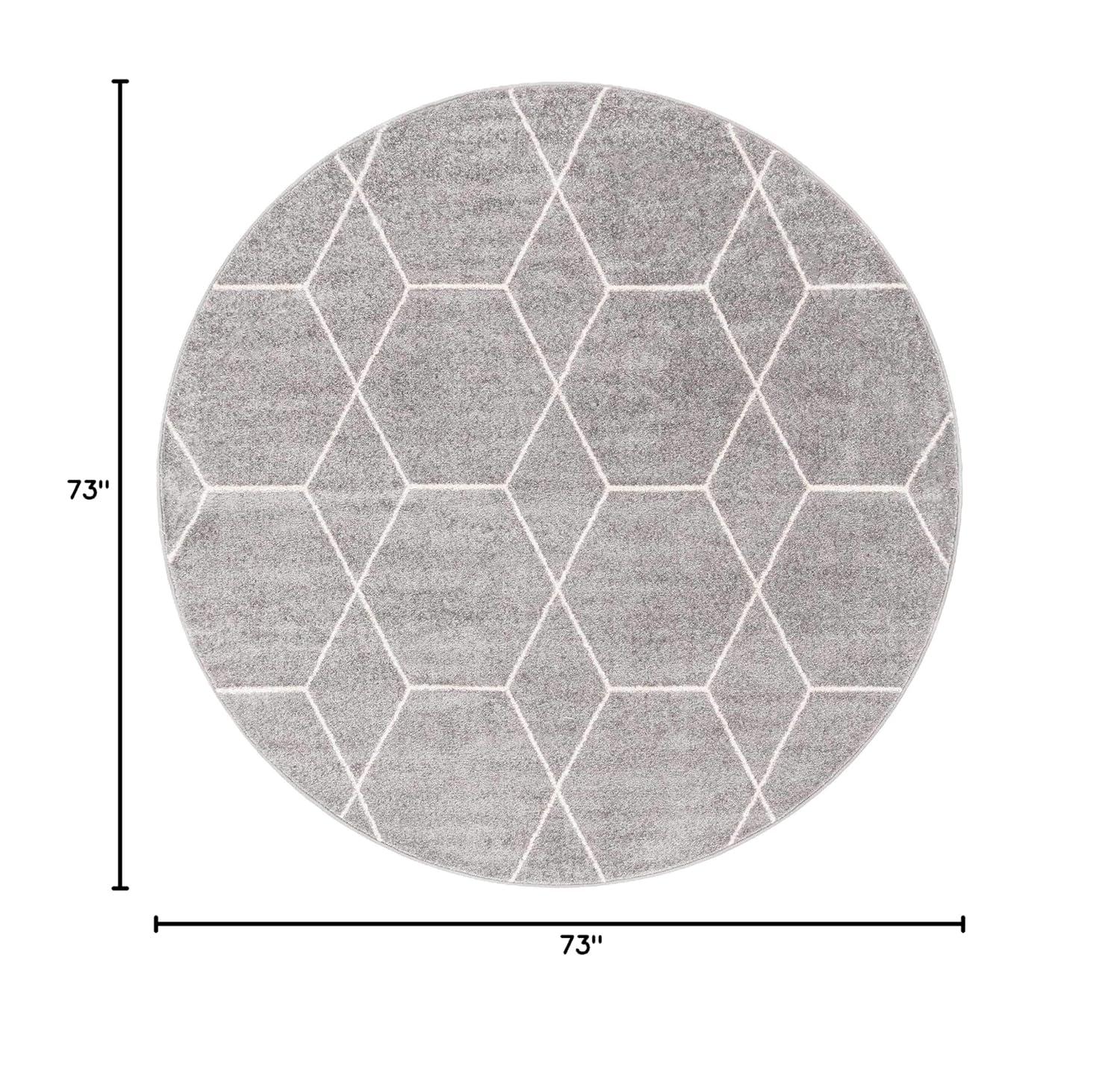 Unique Loom 6' 0 x 6' 0 Trellis Frieze Geometric Light Gray Area Rug