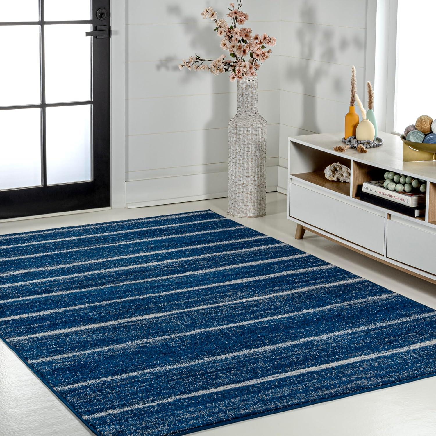 JONATHAN Y Williamsburg Minimalist Stripe Navy/Cream 3 ft. x 5 ft. Area Rug
