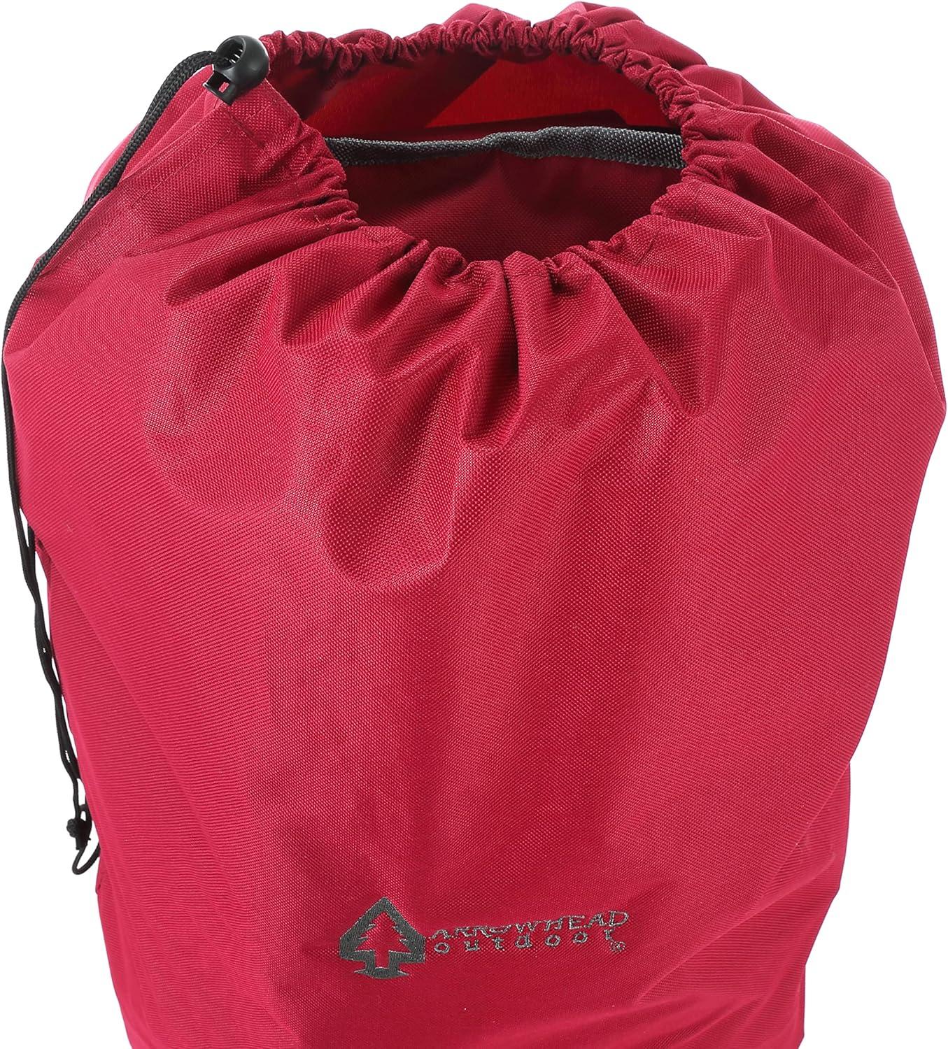 ARROWHEAD OUTDOOR Oversized Heavy-Duty Club Folding Camping Chair w/ External Pocket, Cup Holder, Portable, Padded, Moon, Round, Saucer, Supports 330lbs, Carrying Bag, USA-Based Support (Burgundy Red)