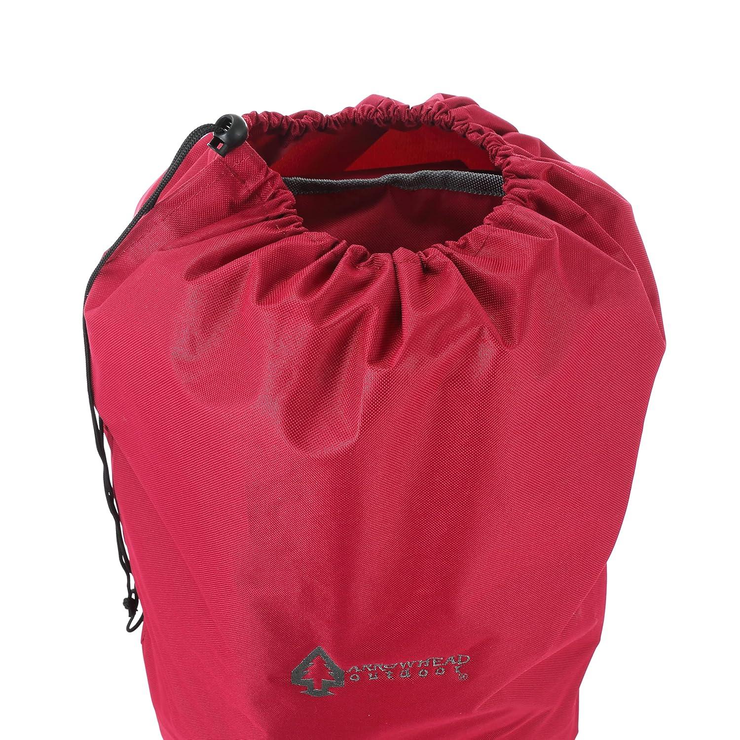 ARROWHEAD OUTDOOR Oversized Heavy-Duty Club Folding Camping Chair w/ External Pocket, Cup Holder, Portable, Padded, Moon, Round, Saucer, Supports 330lbs, Carrying Bag, USA-Based Support (Burgundy Red)