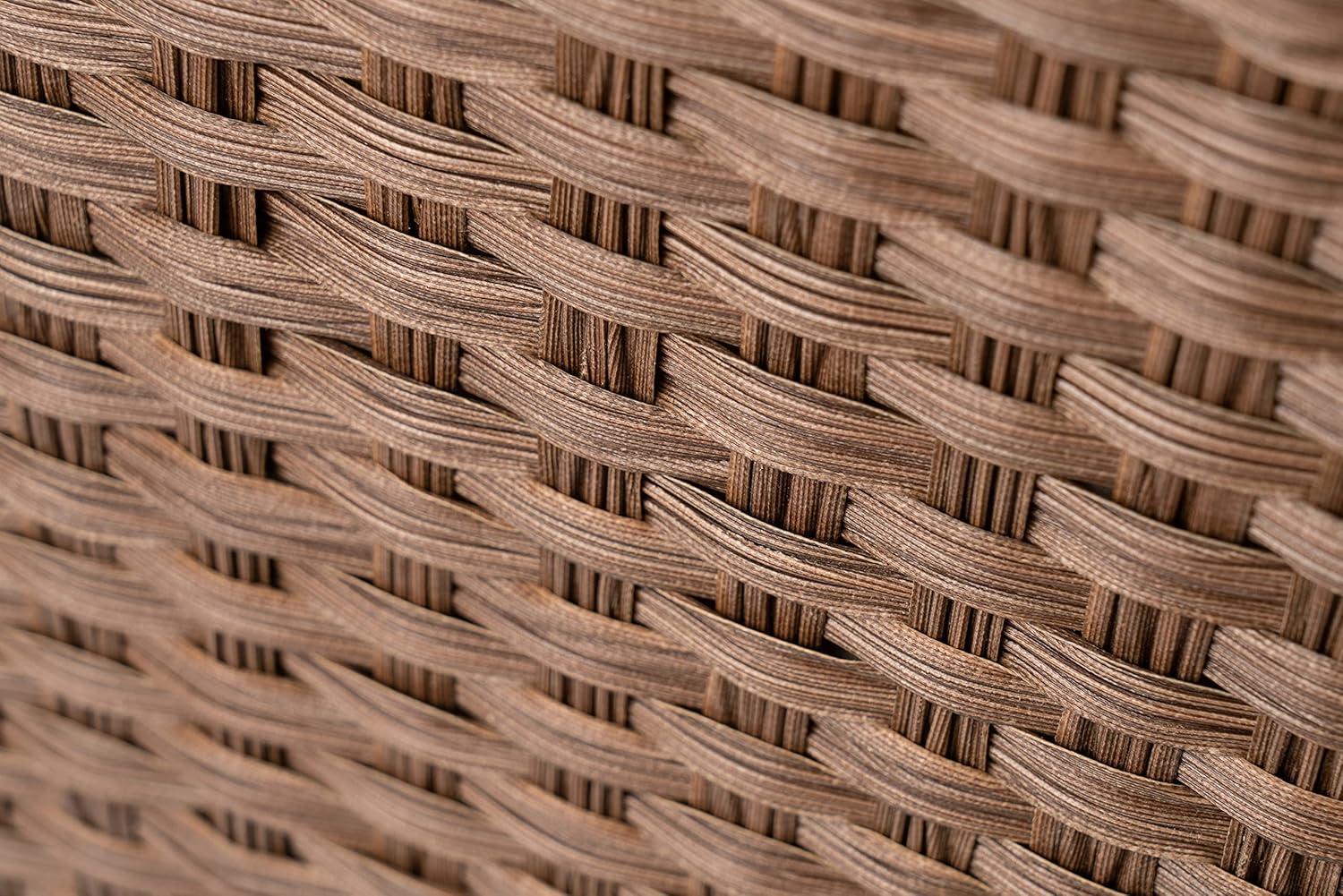 Synthetic Wicker Laundry Hamper Basket With Lid and Liner (Brown)