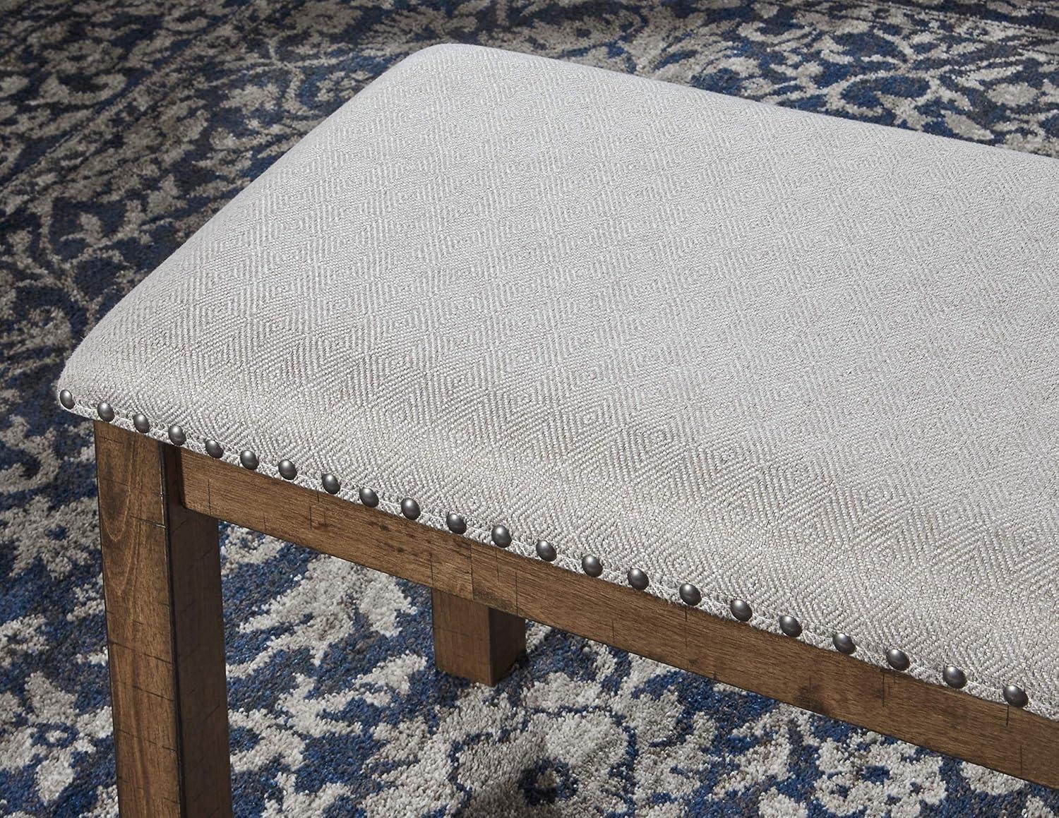 Myshanna Double Upholstered Two-Tone Dining Bench Gray: Nailhead Trim, Rectangle - Signature Design by Ashley