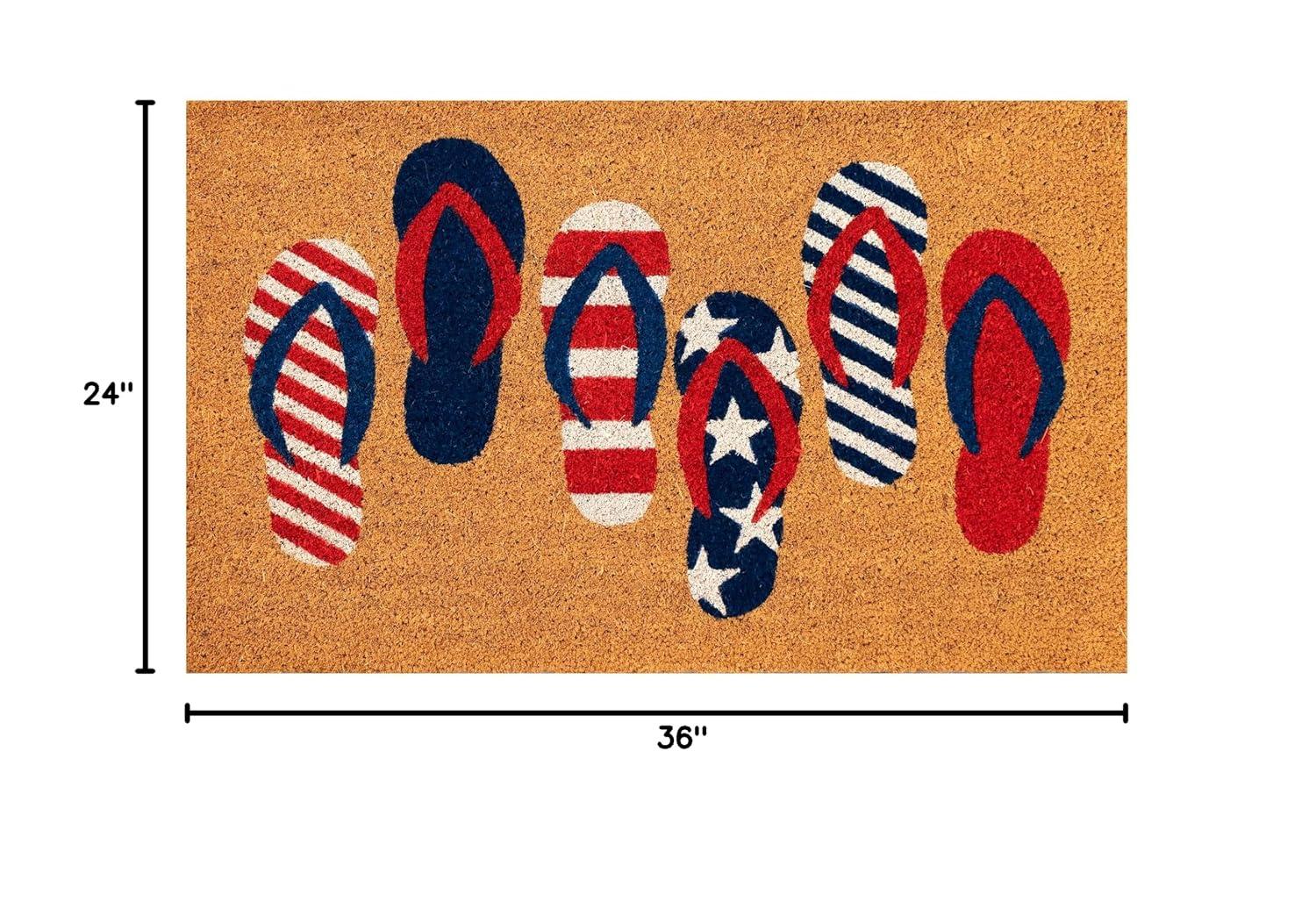 Patriotic Flip Flops Coir Outdoor Doormat 2' x 3'