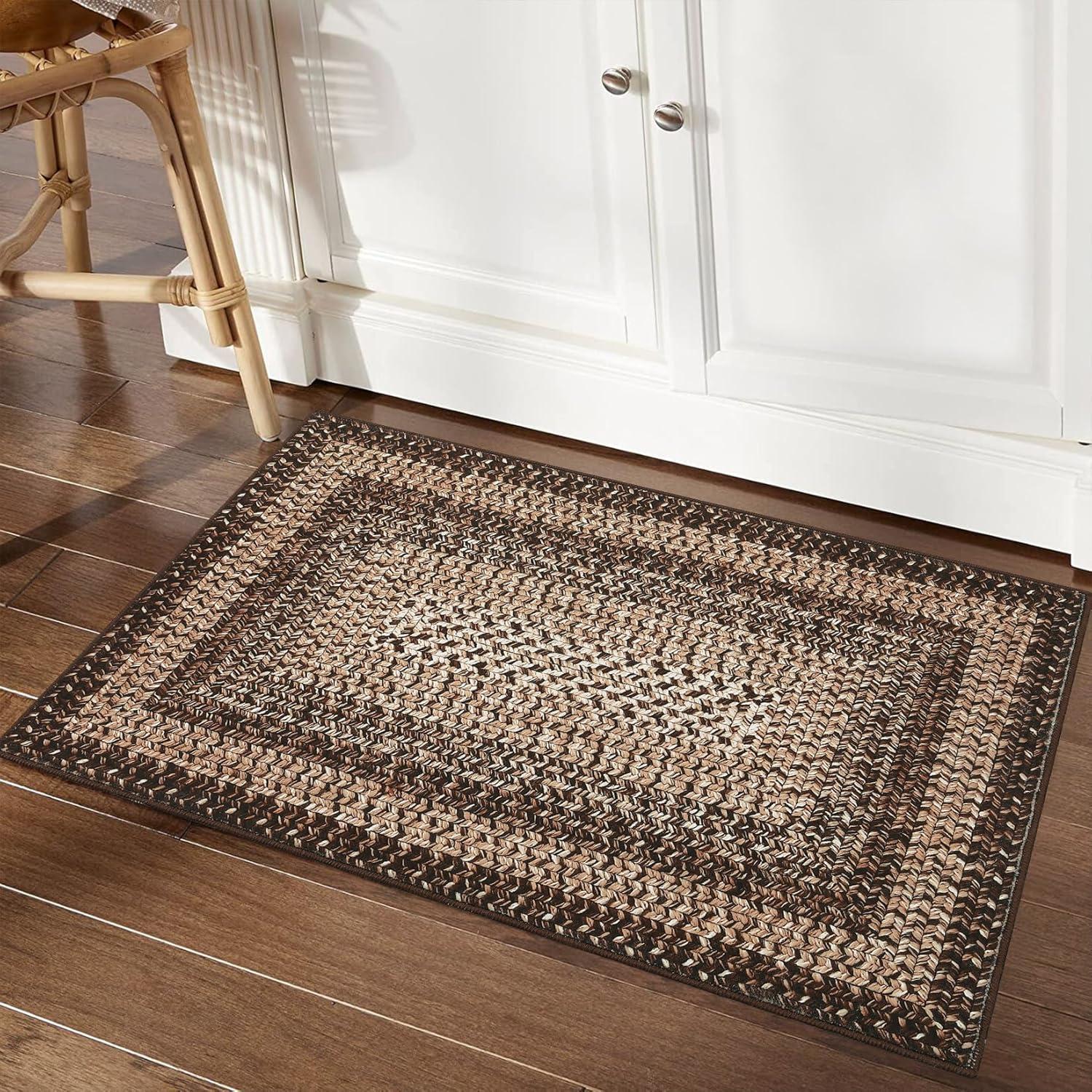 Bungalow Rose 8X10 Braided Print Area Rug Washable Rug