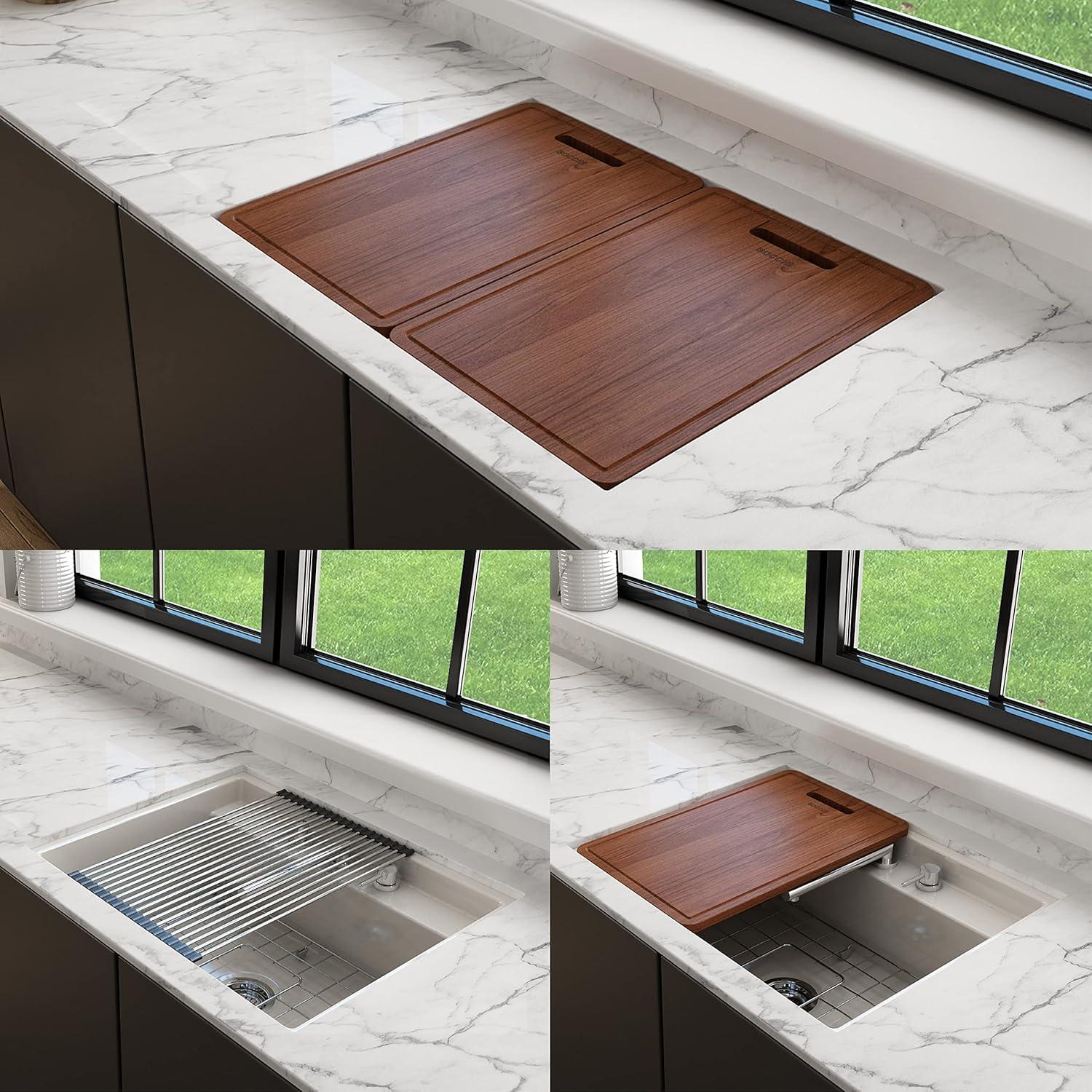 BOCCHI Baveno 27'' L Dual Mount Single Bowl Fireclay Kitchen Sink 1633-001-0127