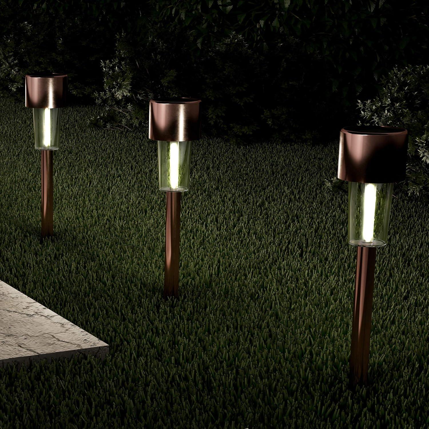 Bronze Stainless Steel Solar LED Pathway Lights, Set of 12