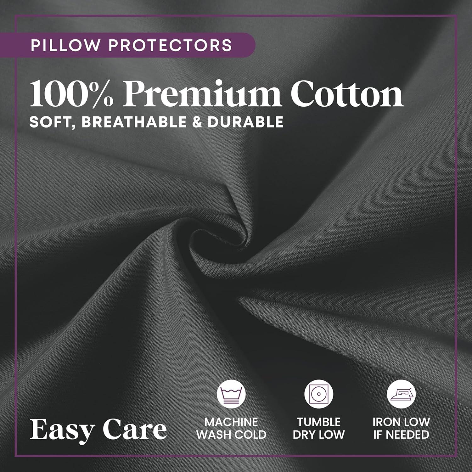 100% Cotton Zippered Pillow Protector (2 pck) Standard - Charcoal