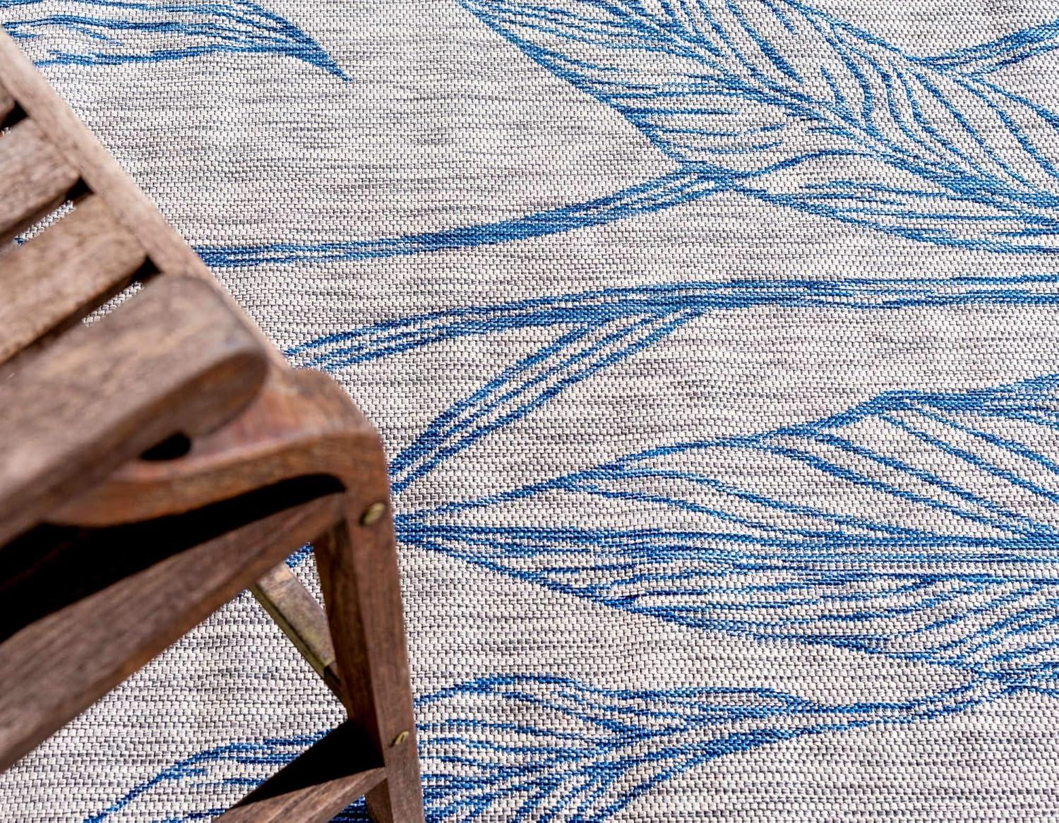 Unique Loom 4' 1 x 6' 1 Rectangle Indoor/Outdoor Botanical Light Gray Area Rug
