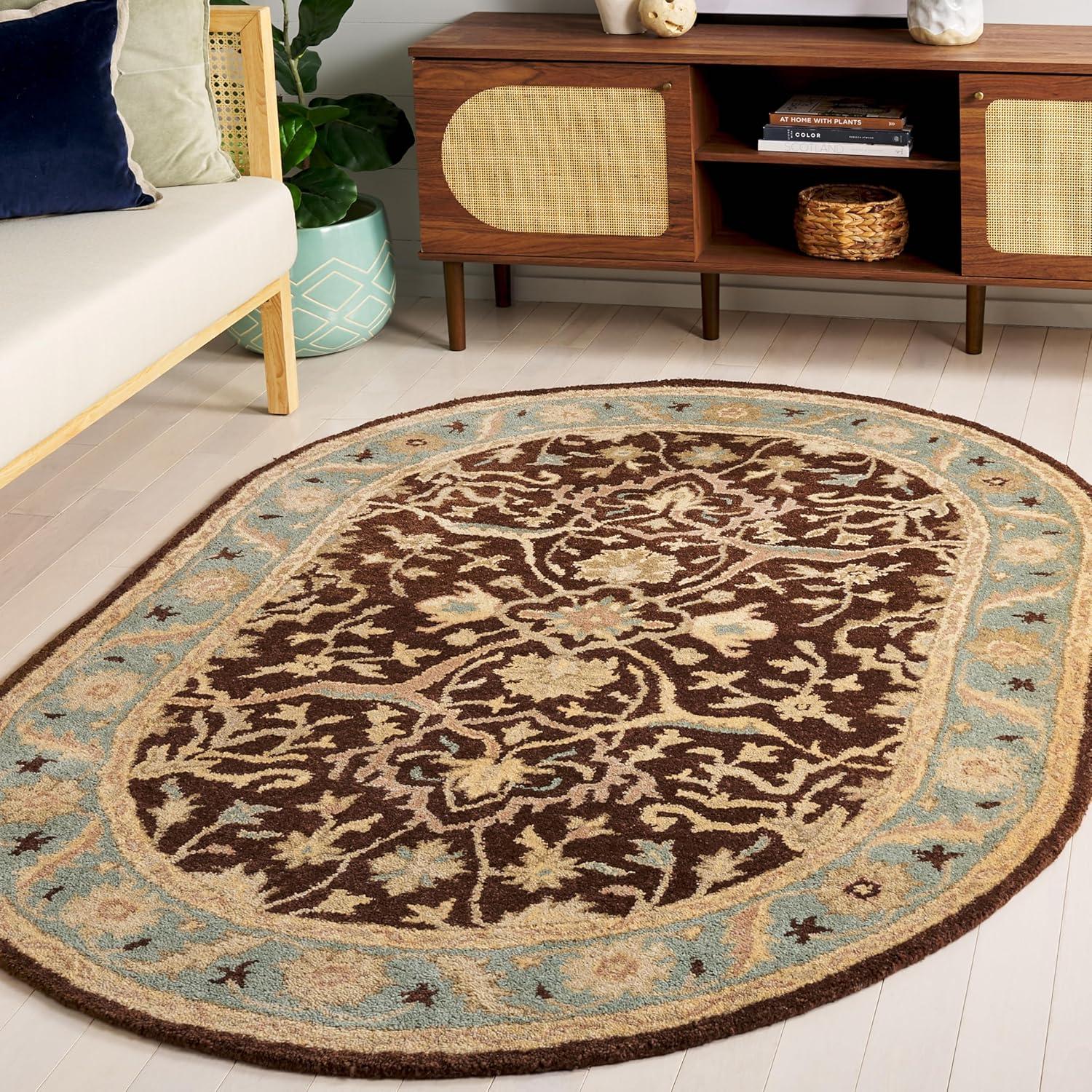 SAFAVIEH Antiquity Toireasa Oriental Wool Area Rug, Brown/Green, 7'6" x 9'6" Oval