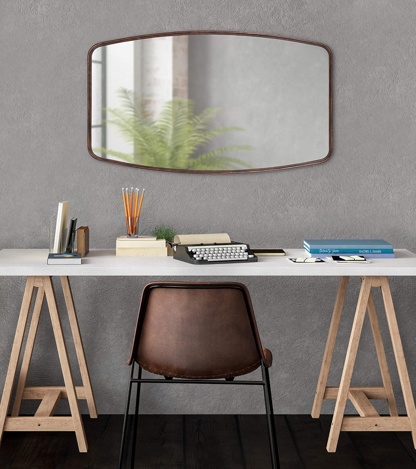 Kate and Laurel Caskill Modern Barrel Mirror, 20 x 32, Bronze, Rounded Rectangle Mirror for Wall